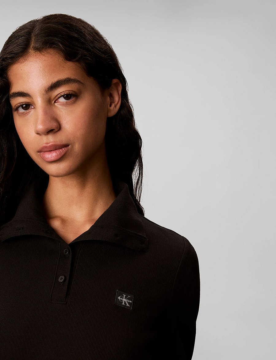 Calvin Klein Jeans - LS WOVEN LABEL TURTLENECK HENLEY - strikkjoler - black - 4