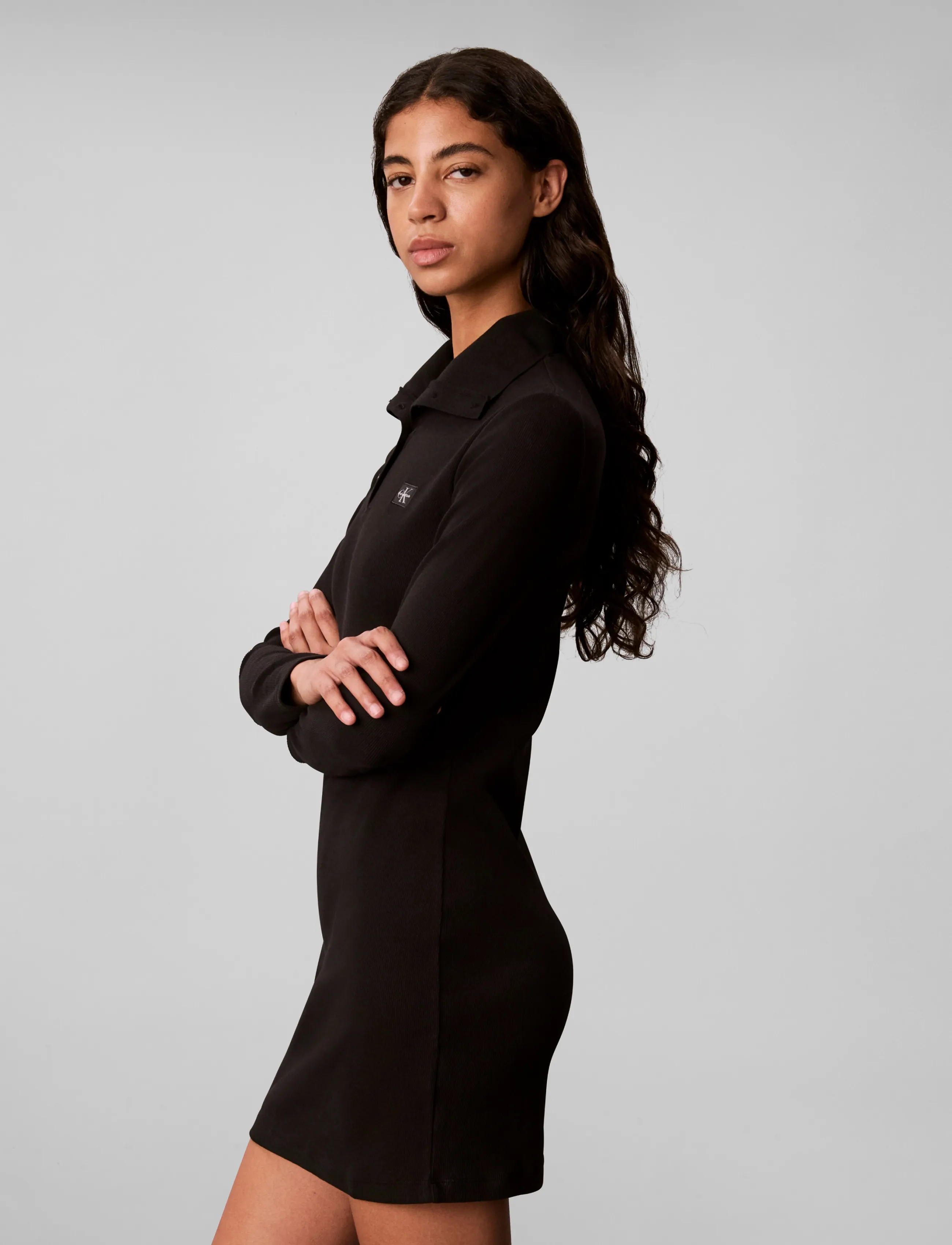 Calvin Klein Jeans - LS WOVEN LABEL TURTLENECK HENLEY - strikkjoler - black - 5