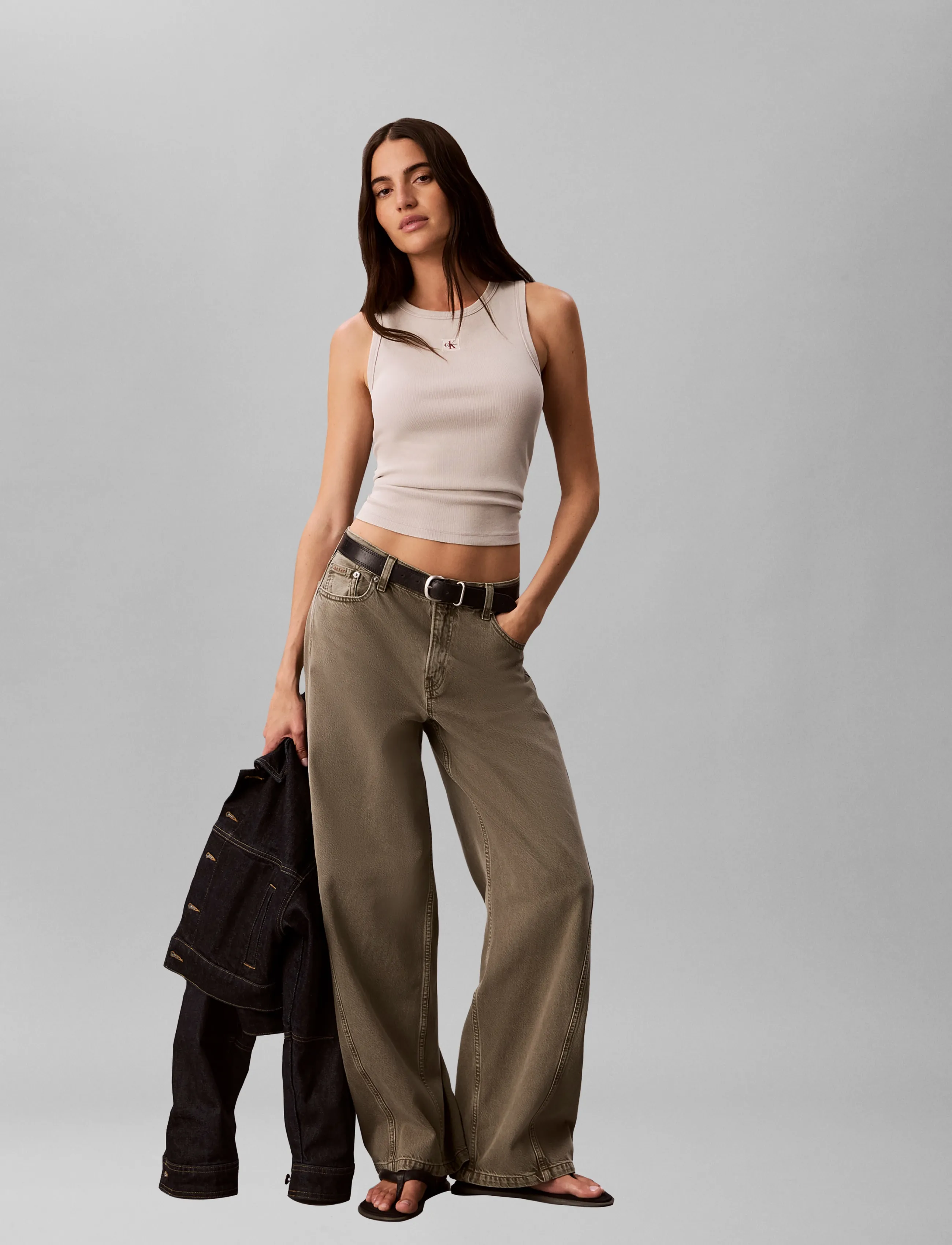 Calvin Klein Jeans - SL WOVEN LABEL TANK - WASHED - sleeveless tops - ashes of roses - 0