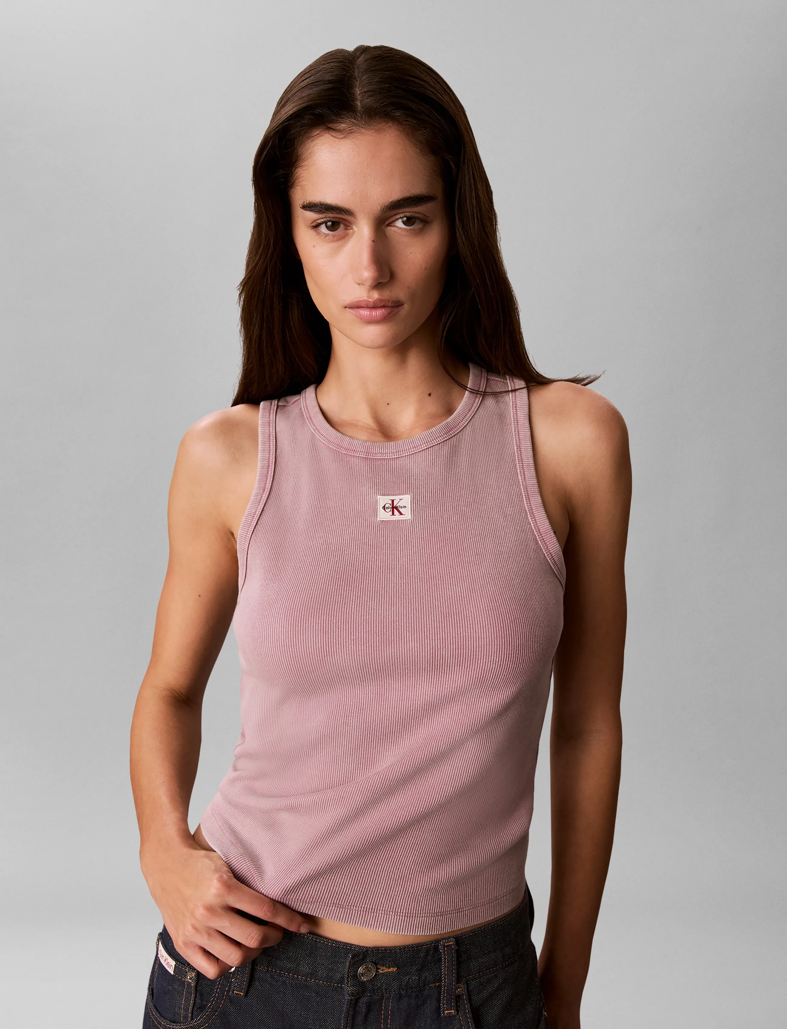 Calvin Klein Jeans - SL WOVEN LABEL TANK - WASHED - tanktops - dusky orchid - 3