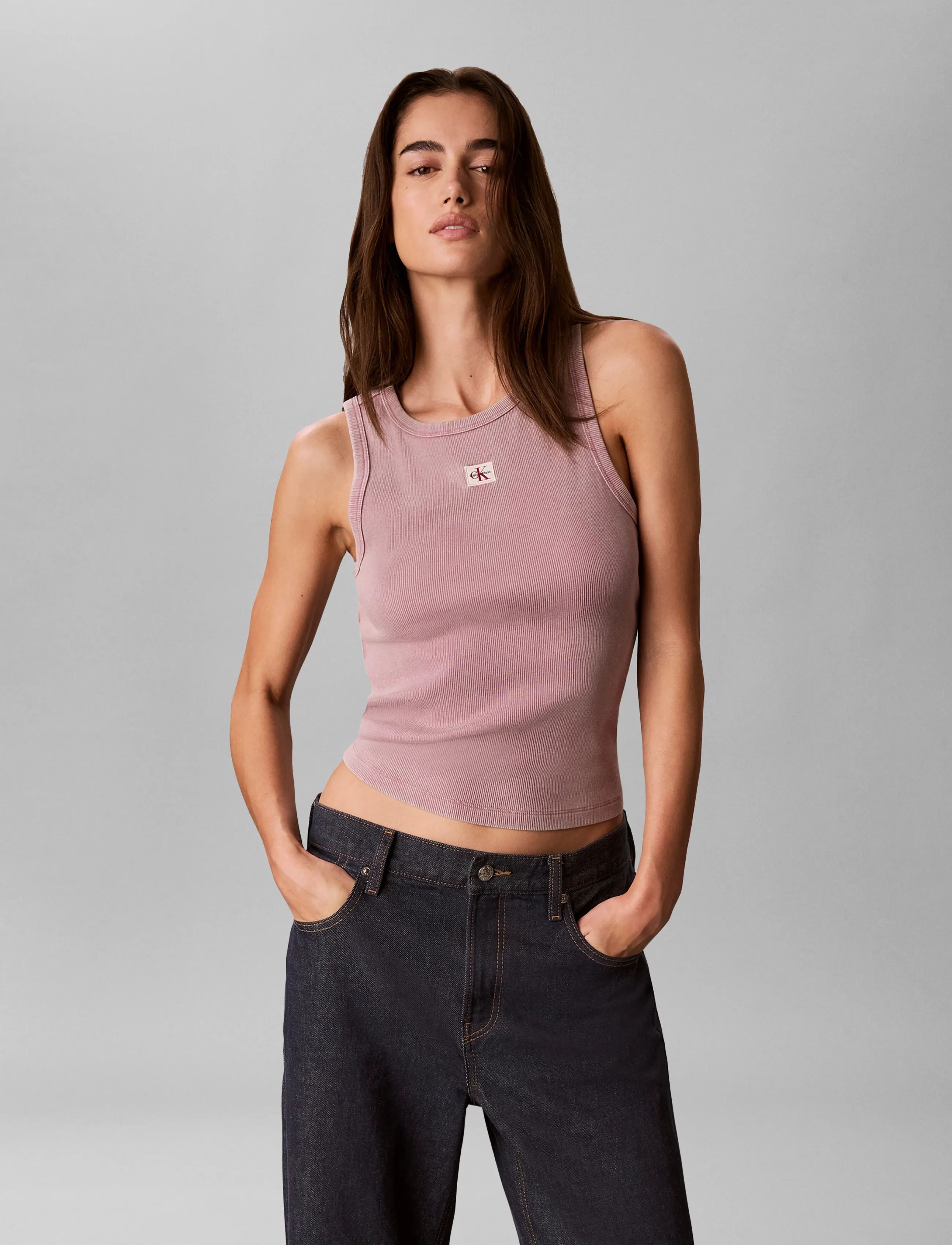 Calvin Klein Jeans - SL WOVEN LABEL TANK - WASHED - tanktops - dusky orchid - 5