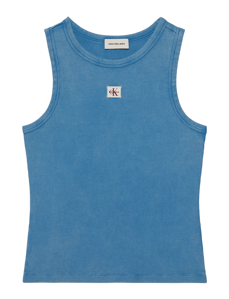 Calvin Klein Jeans - SL WOVEN LABEL TANK - WASHED - Ärmellose tops - winter blue - 1