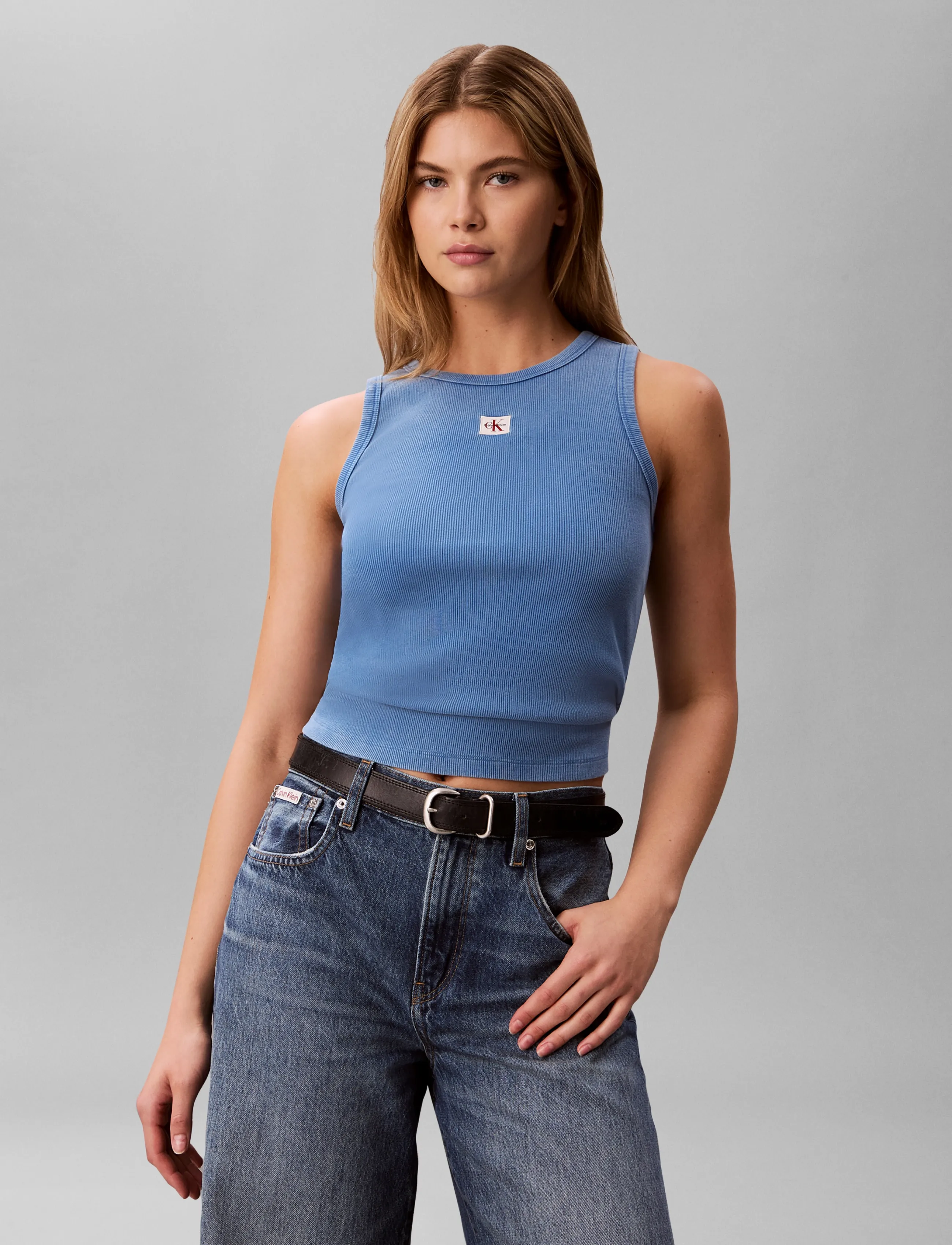 Calvin Klein Jeans - SL WOVEN LABEL TANK - WASHED - varrukateta topid - winter blue - 3