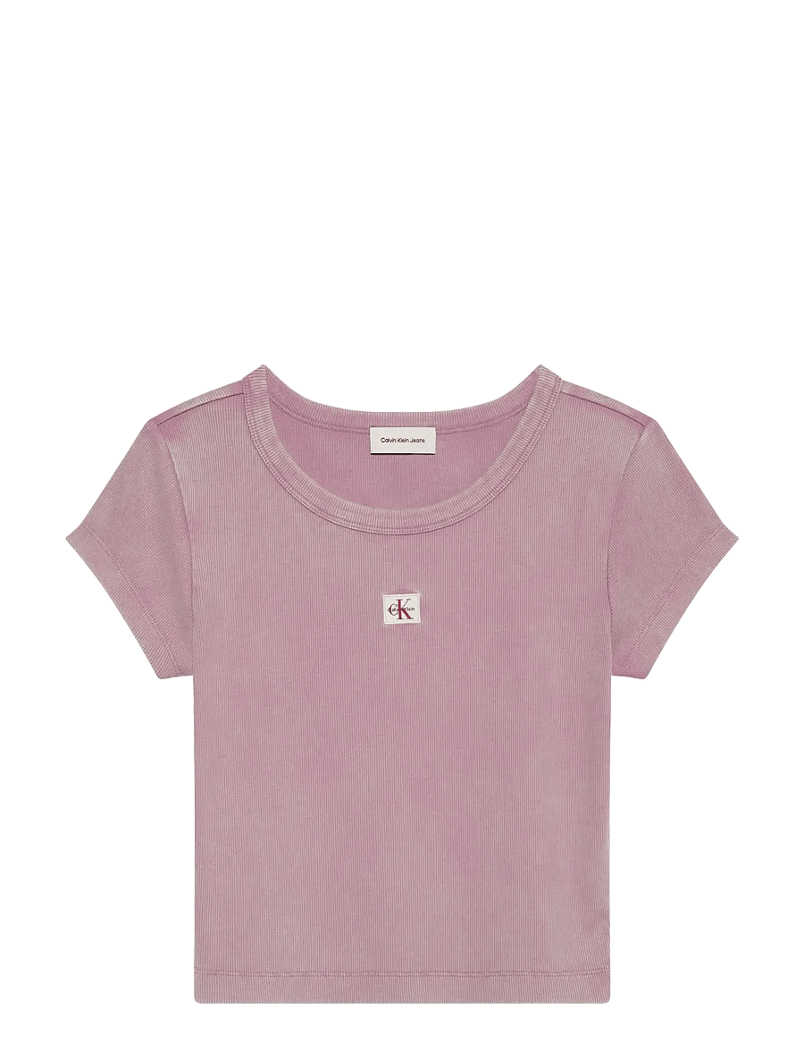 Calvin Klein Jeans - SS WOVEN LABEL CREWNCK TEE - WAS - t-shirts - dusky orchid - 1