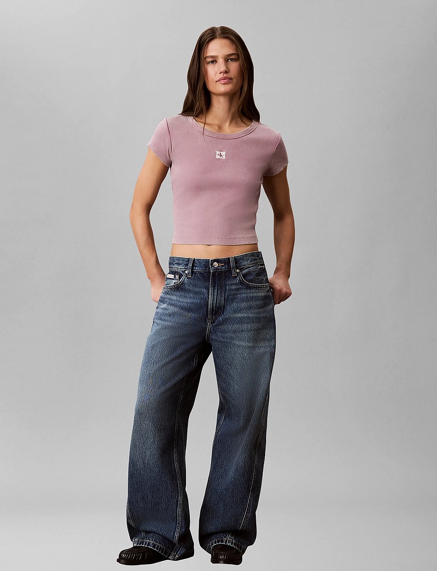 Calvin Klein Jeans - SS WOVEN LABEL CREWNCK TEE - WAS - t-shirts - dusky orchid - 0