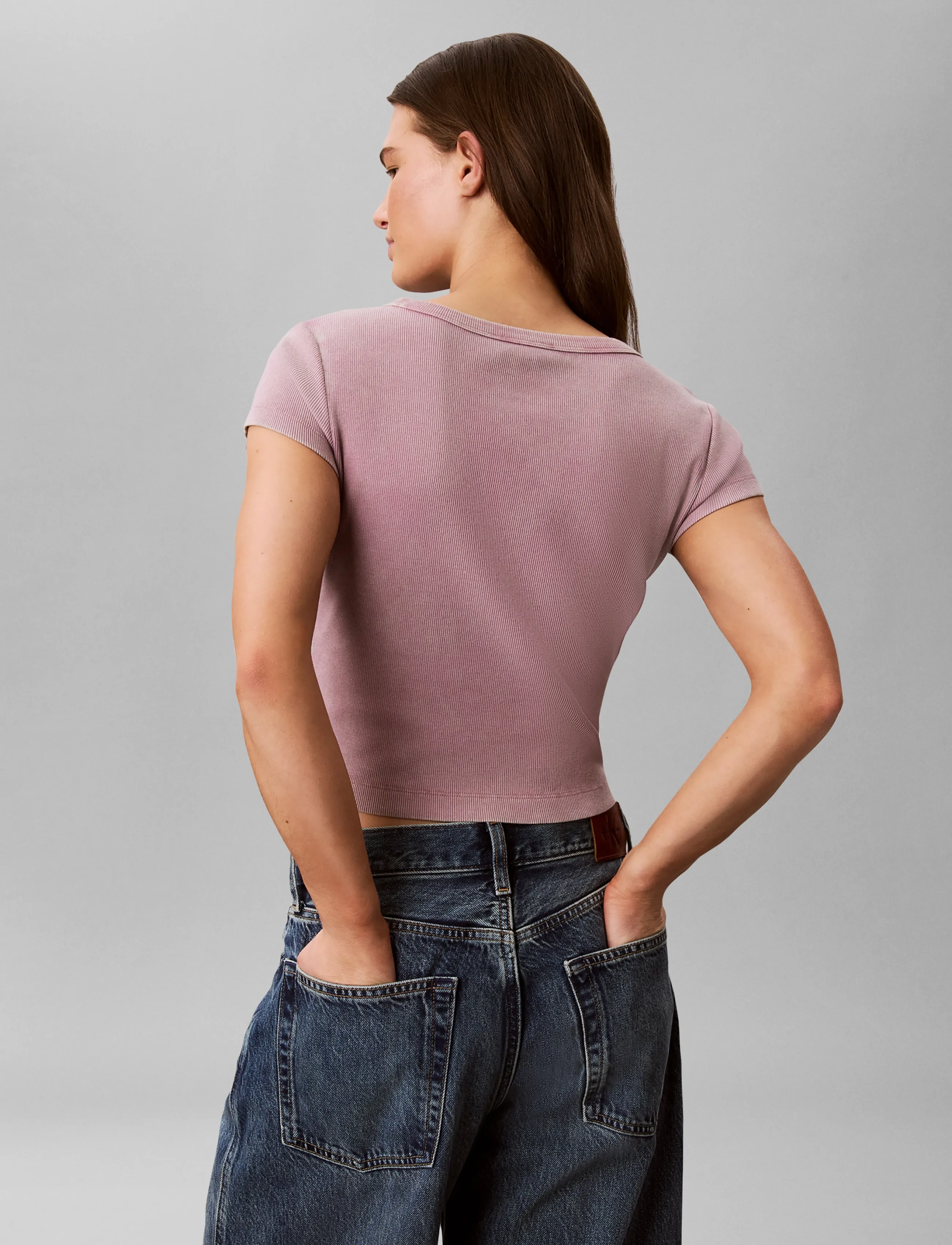 Calvin Klein Jeans - SS WOVEN LABEL CREWNCK TEE - WAS - t-shirts - dusky orchid - 2
