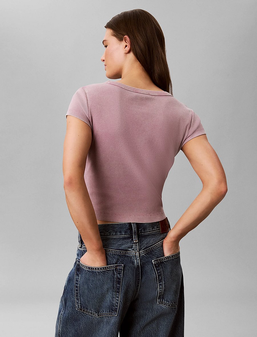 Calvin Klein Jeans - SS WOVEN LABEL CREWNCK TEE - WAS - t-shirts - dusky orchid - 2
