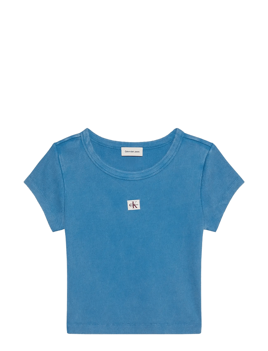 Calvin Klein Jeans - SS WOVEN LABEL CREWNCK TEE - WAS - t-shirts - winter blue - 1