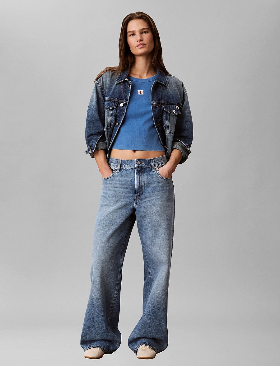 Calvin Klein Jeans - SS WOVEN LABEL CREWNCK TEE - WAS - t-shirts - winter blue - 0