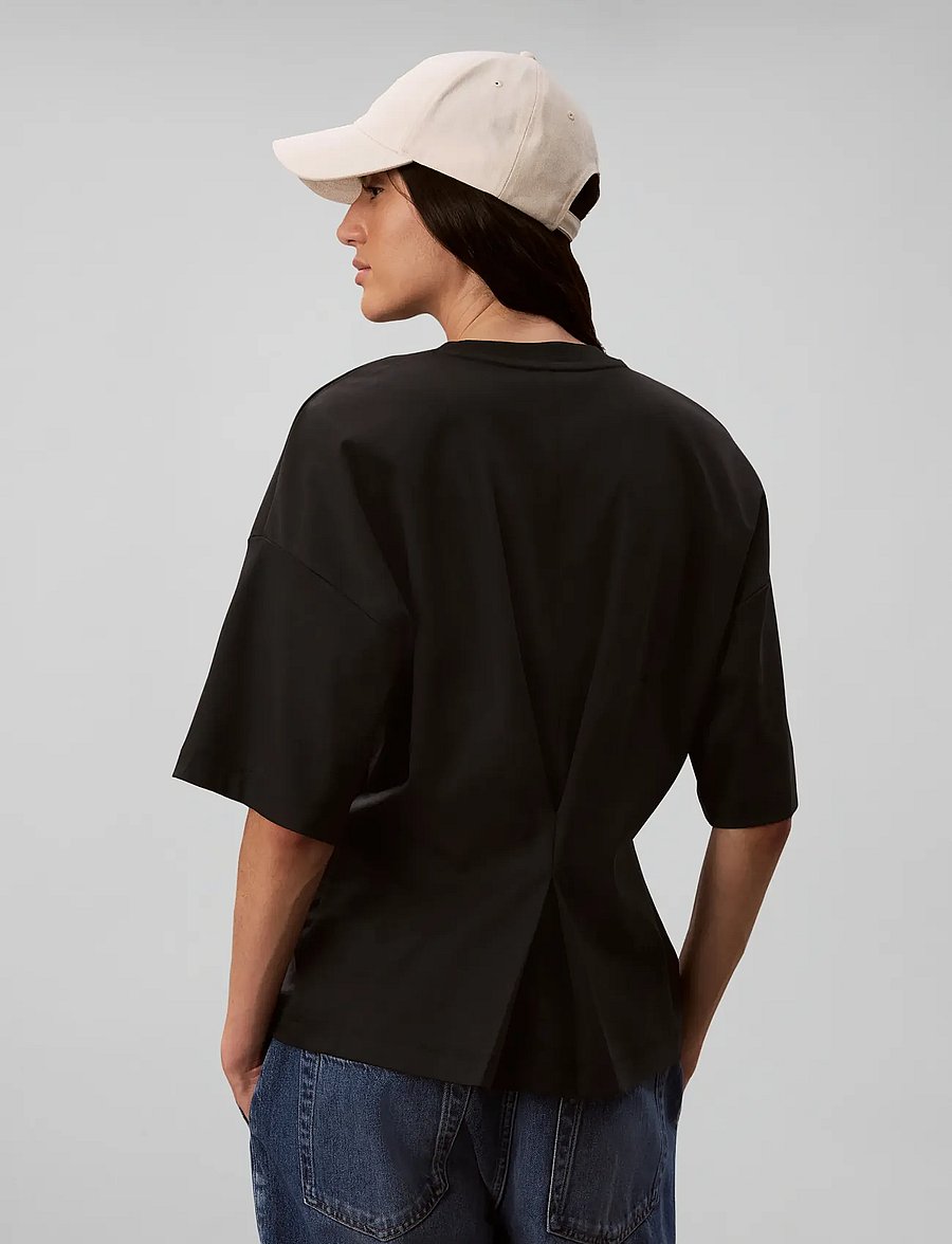 Calvin Klein Jeans - SS DBL MERCERIZED CINCH BACK TEE - black - 2