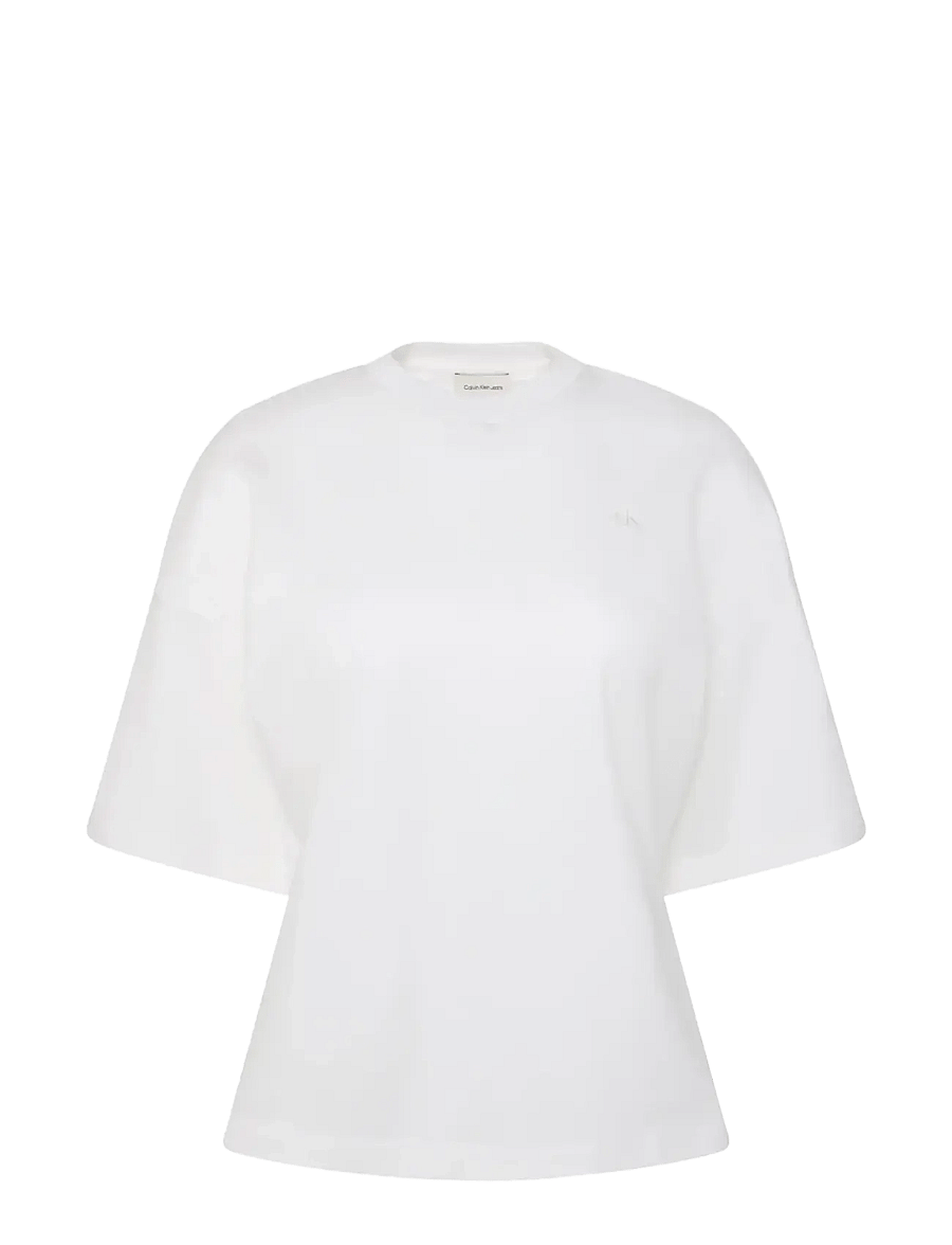 Calvin Klein Jeans - SS DBL MERCERIZED CINCH BACK TEE - t-shirts - bright white - 1