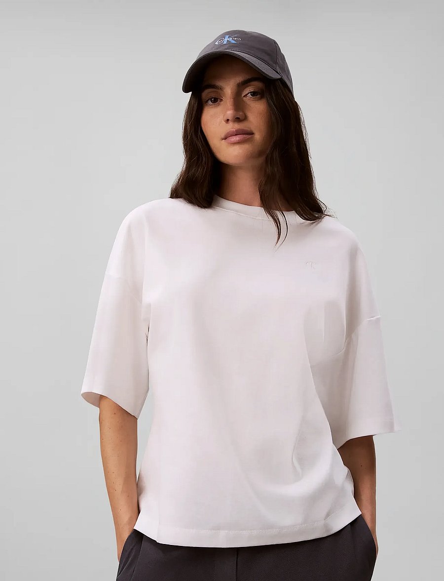 Calvin Klein Jeans - SS DBL MERCERIZED CINCH BACK TEE - t-shirts - bright white - 3