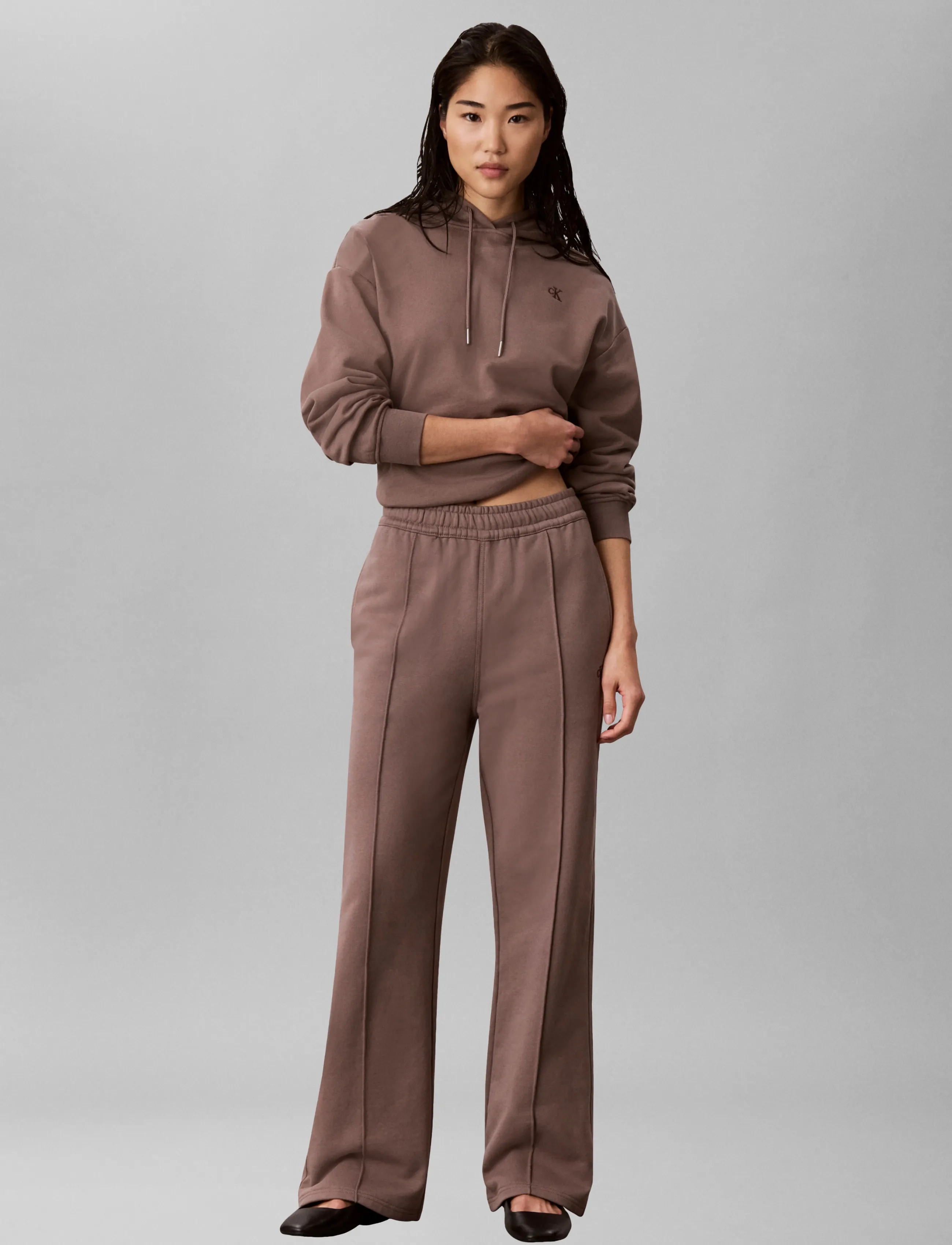 Calvin Klein Jeans Ls Monogram Terry Trackpant, M, Grey, Underdele > Joggingbukser, Dame