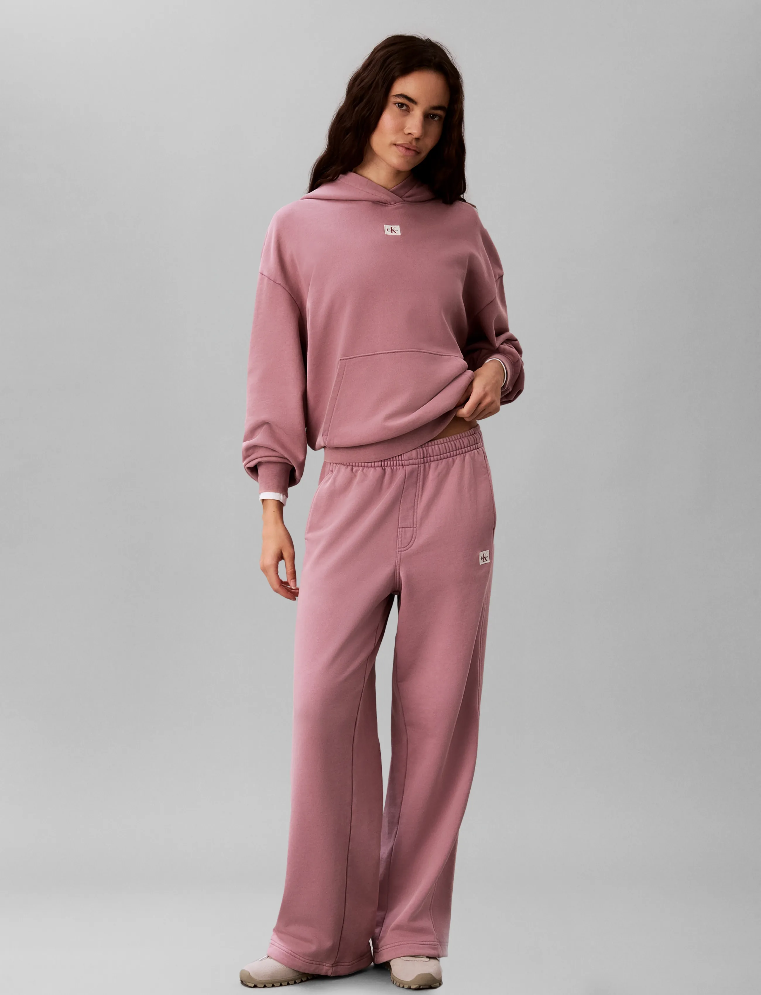 Calvin Klein Jeans Ls Woven Label Terry Po Hoodie -, XL, Sweatshirts & Hoodies, Rosa - Frauen