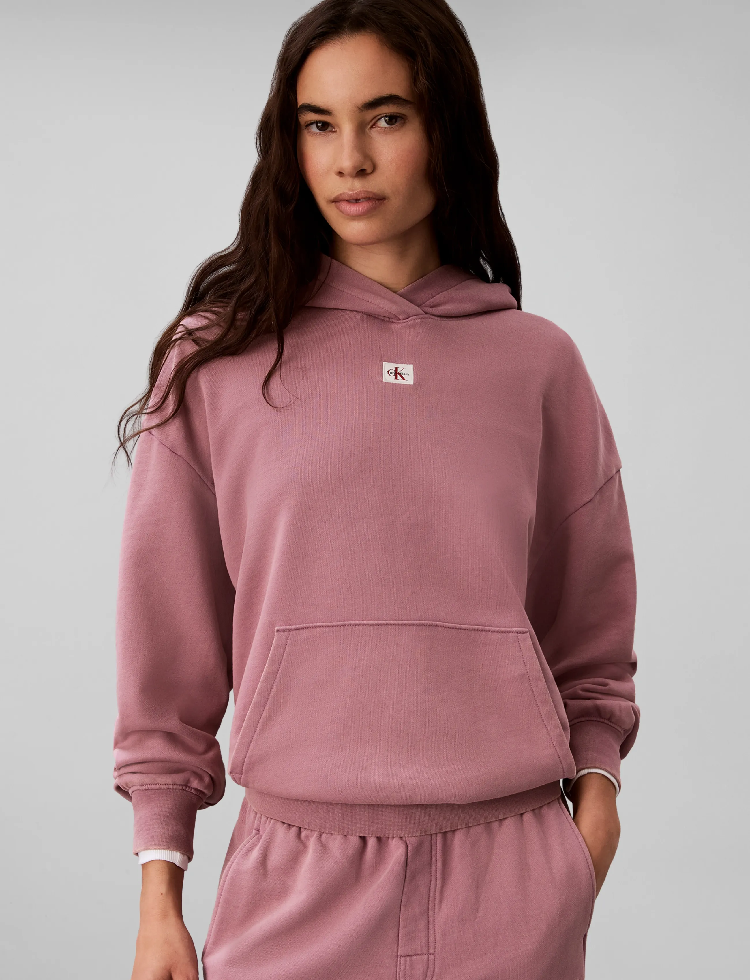 Calvin Klein Jeans - LS WOVEN LABEL TERRY PO HOODIE - - hættetrøjer - dusky orchid - 5