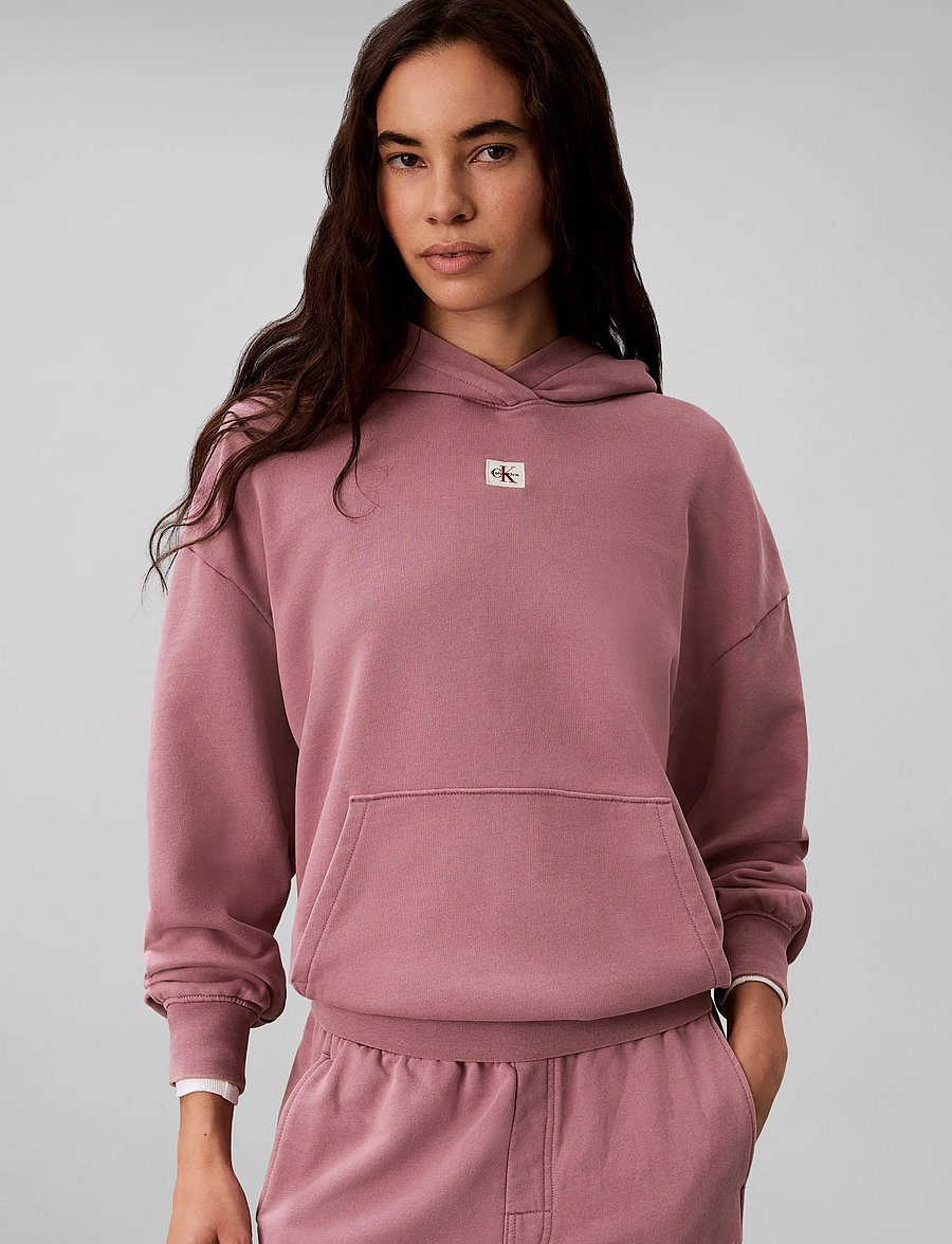 Calvin Klein Jeans - LS WOVEN LABEL TERRY PO HOODIE - - hættetrøjer - dusky orchid - 5