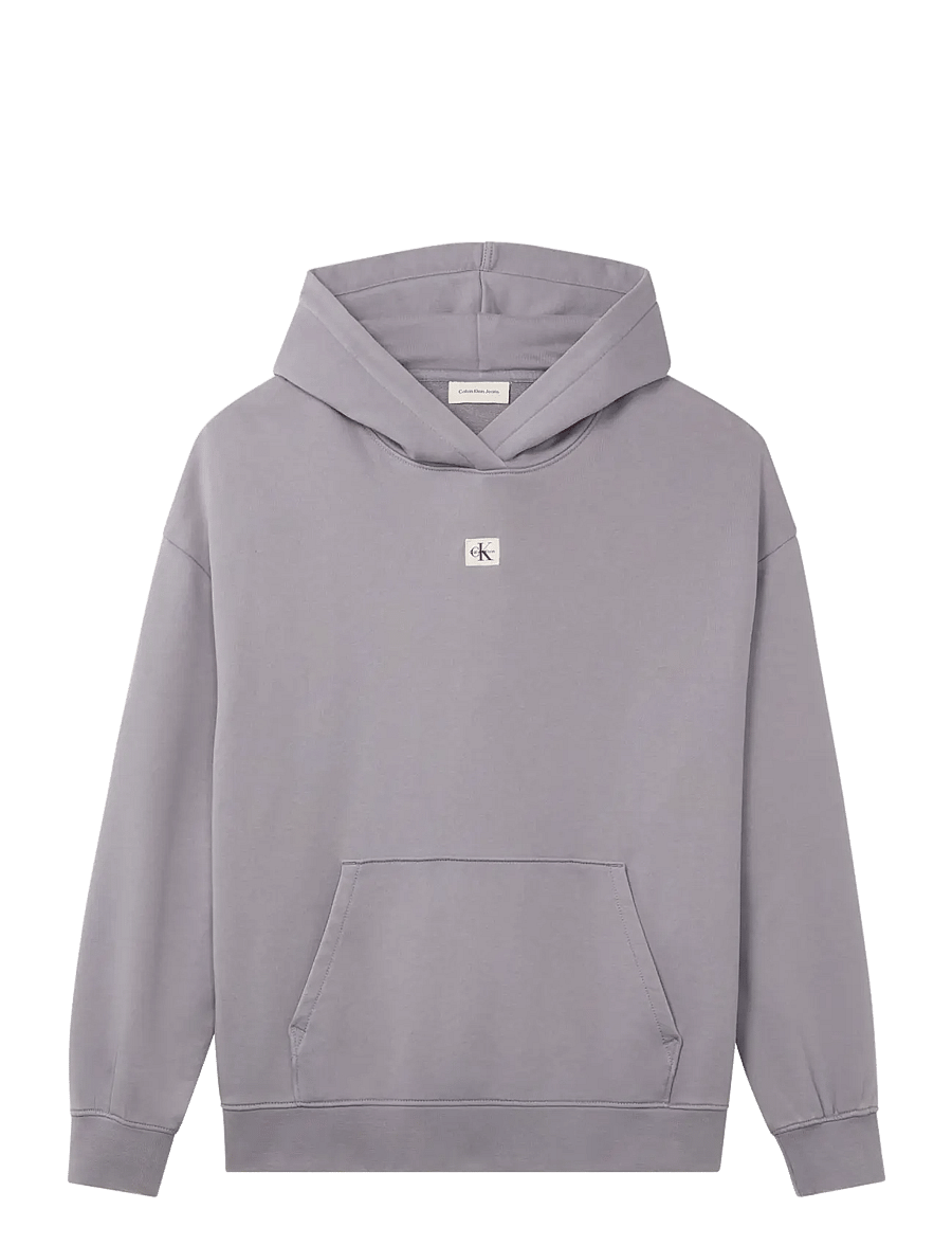 Calvin Klein Jeans - LS WOVEN LABEL TERRY PO HOODIE - - hættetrøjer - quicksilver - 1