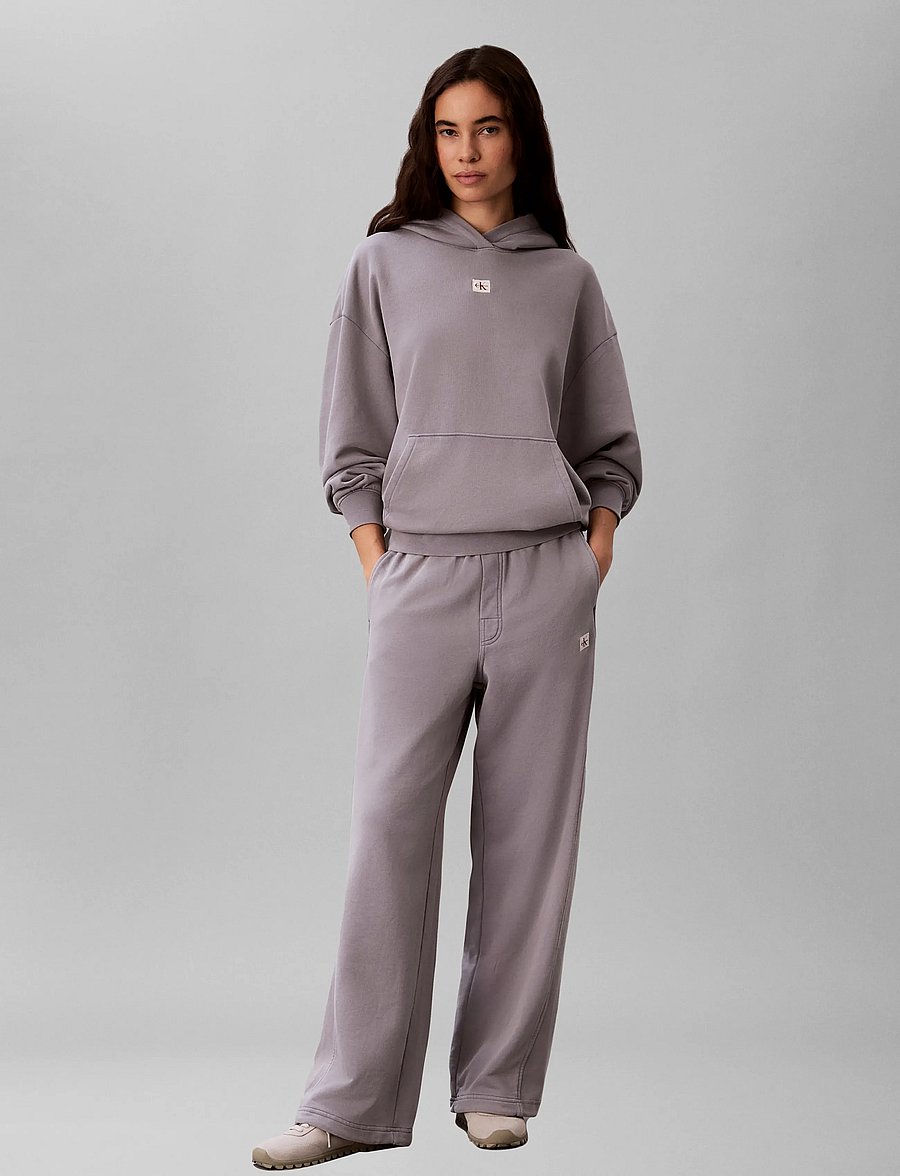 Calvin Klein Jeans - LS WOVEN LABEL TERRY PO HOODIE - - hættetrøjer - quicksilver - 0