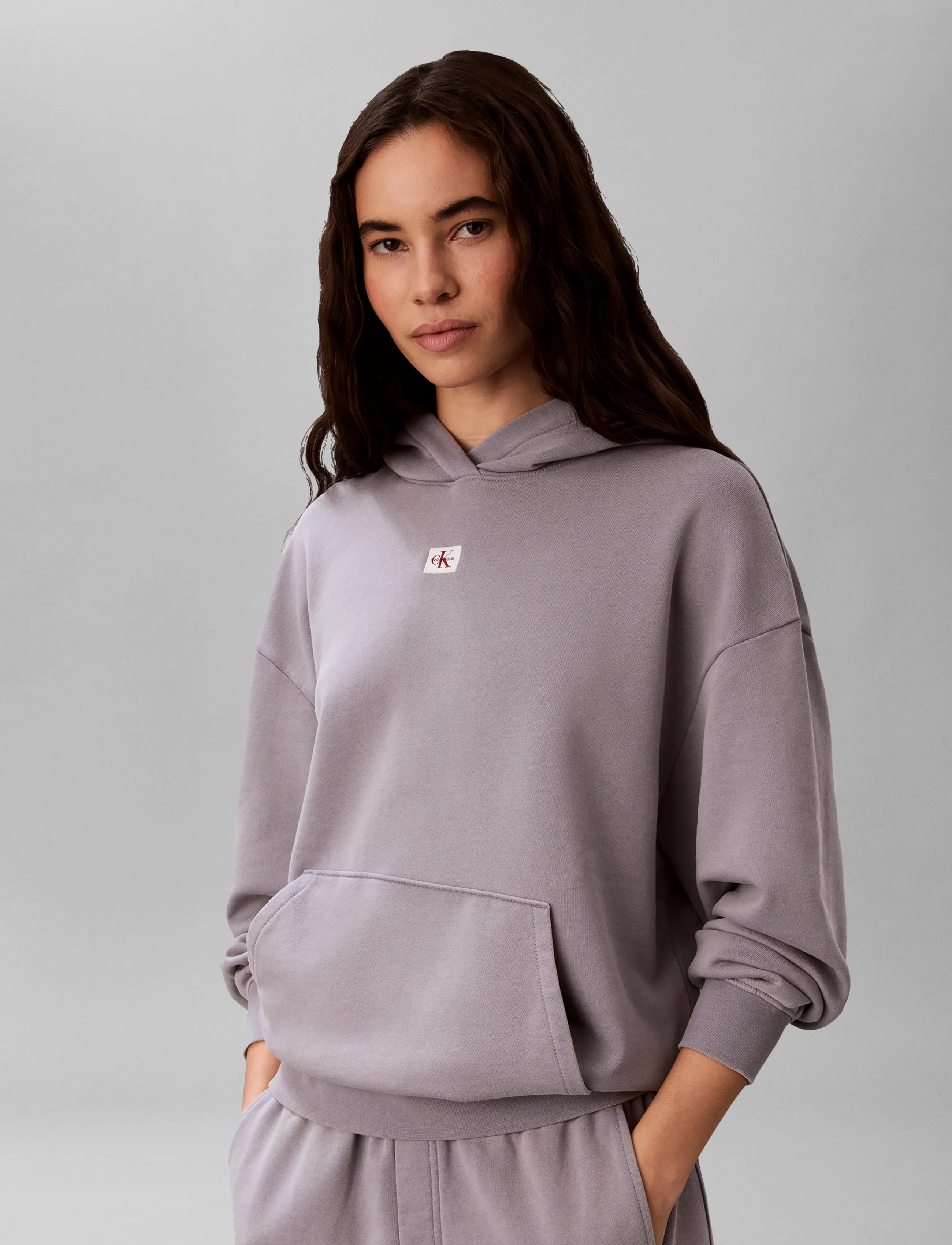 Calvin Klein Jeans - LS WOVEN LABEL TERRY PO HOODIE - - hættetrøjer - quicksilver - 3