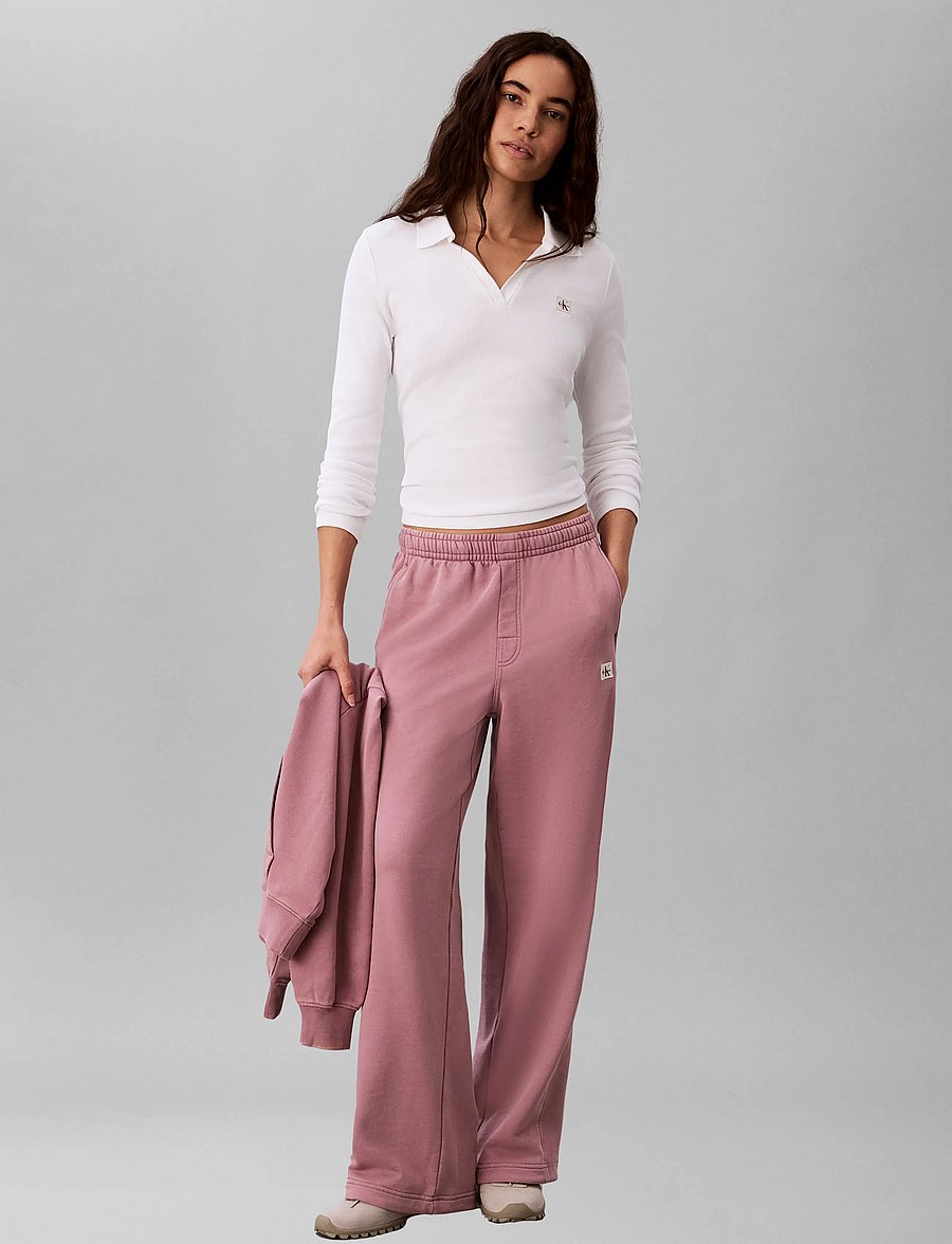 Calvin Klein Jeans - WOVEN LABEL TERRY PANT - WASHED - igapäevane stiil - dusky orchid - 0