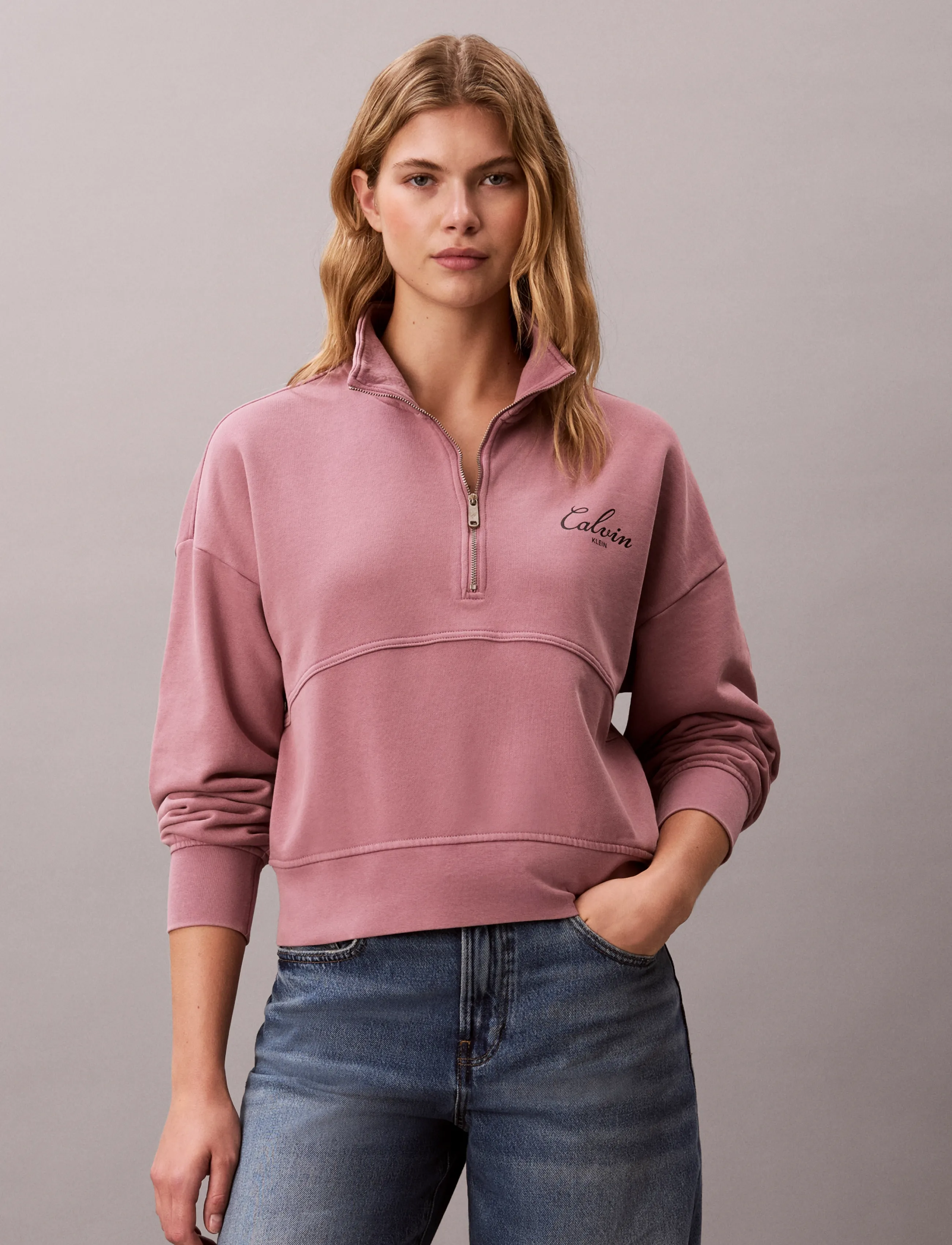 Calvin Klein Jeans - LS FRENCH TERRY INDIGO WASH QZ - sweatshirts - dusky orchid - 3