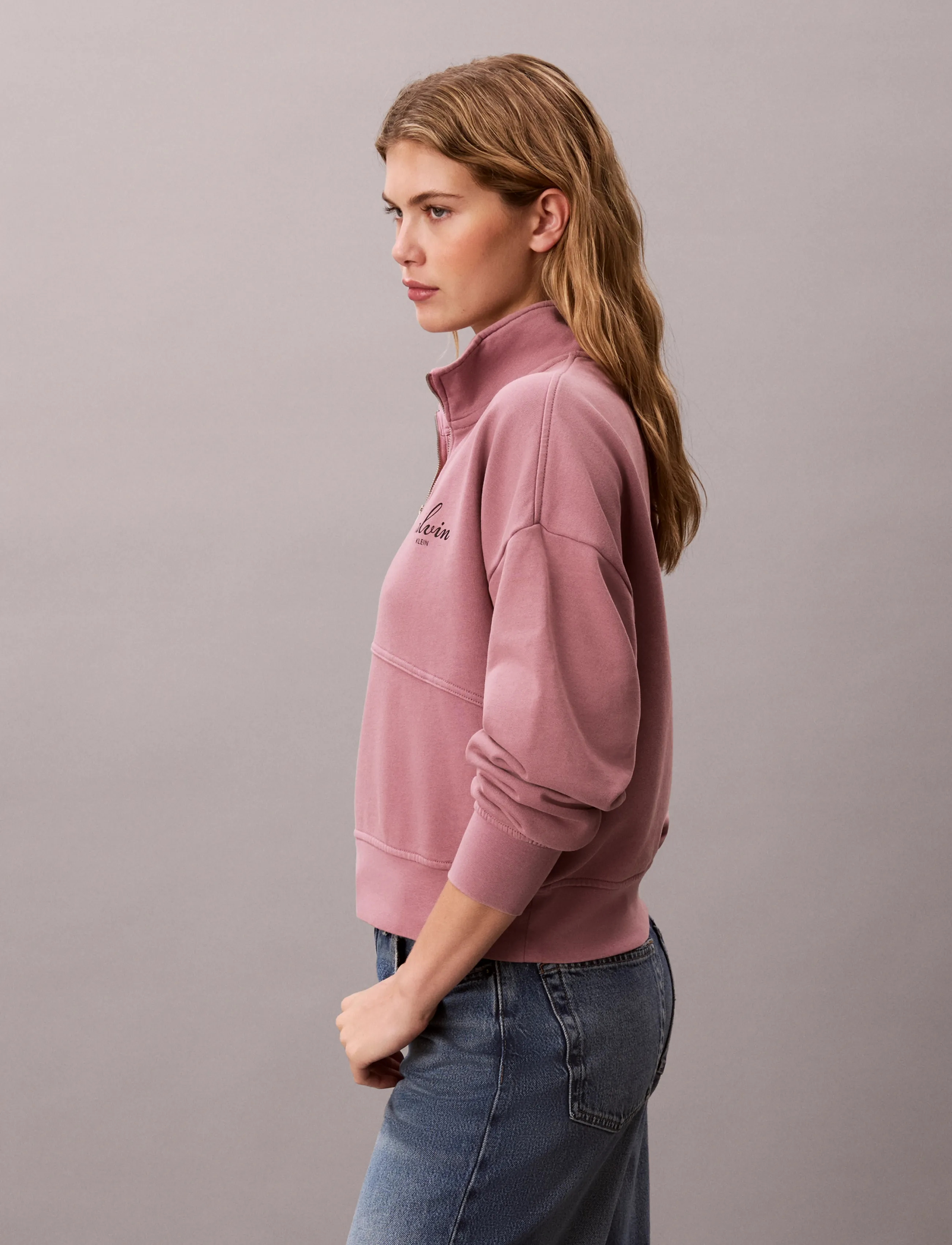 Calvin Klein Jeans - LS FRENCH TERRY INDIGO WASH QZ - sweatshirts - dusky orchid - 5