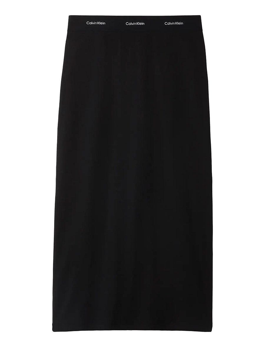 Calvin Klein Jeans - 2X2 BABY RIB LOGO MIDI SKIRT - midi nederdele - black - 1