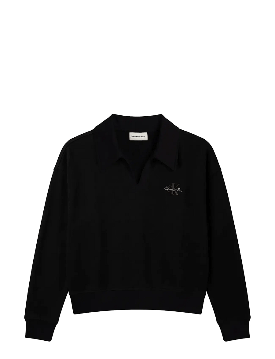 Calvin Klein Jeans - LS MONOLOGO FRENCH TERRY TOP - sweatshirts - black - 1