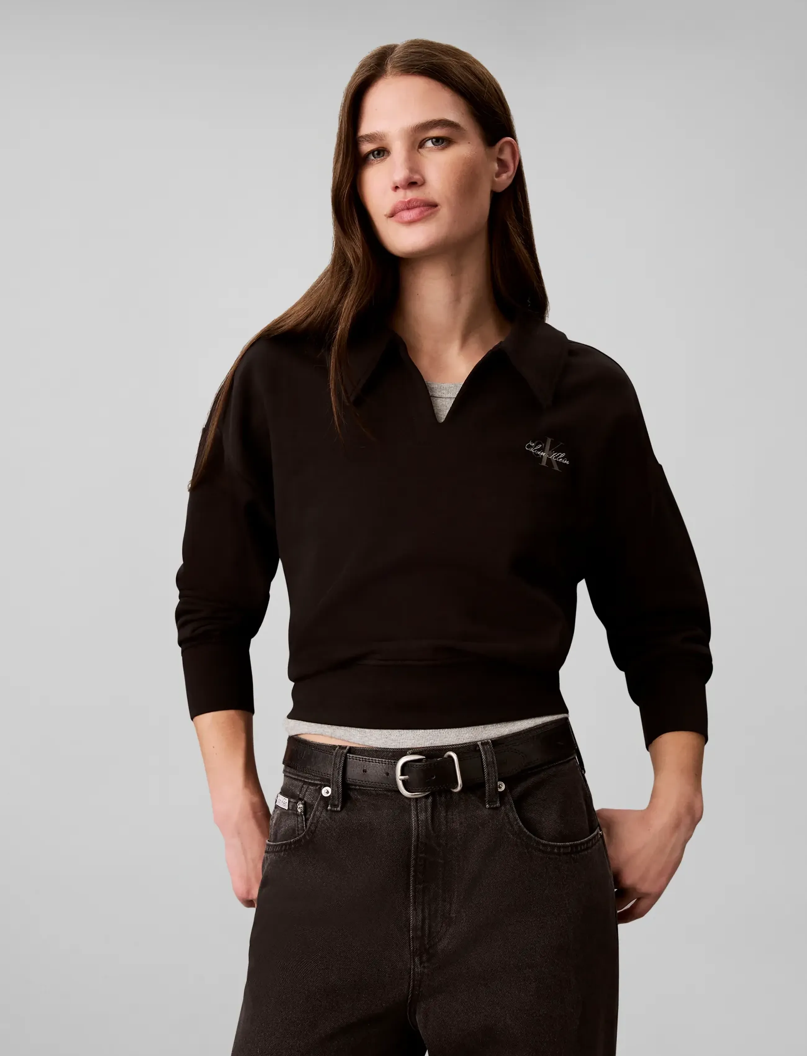 Calvin Klein Jeans - LS MONOLOGO FRENCH TERRY TOP - sweatshirts - black - 3