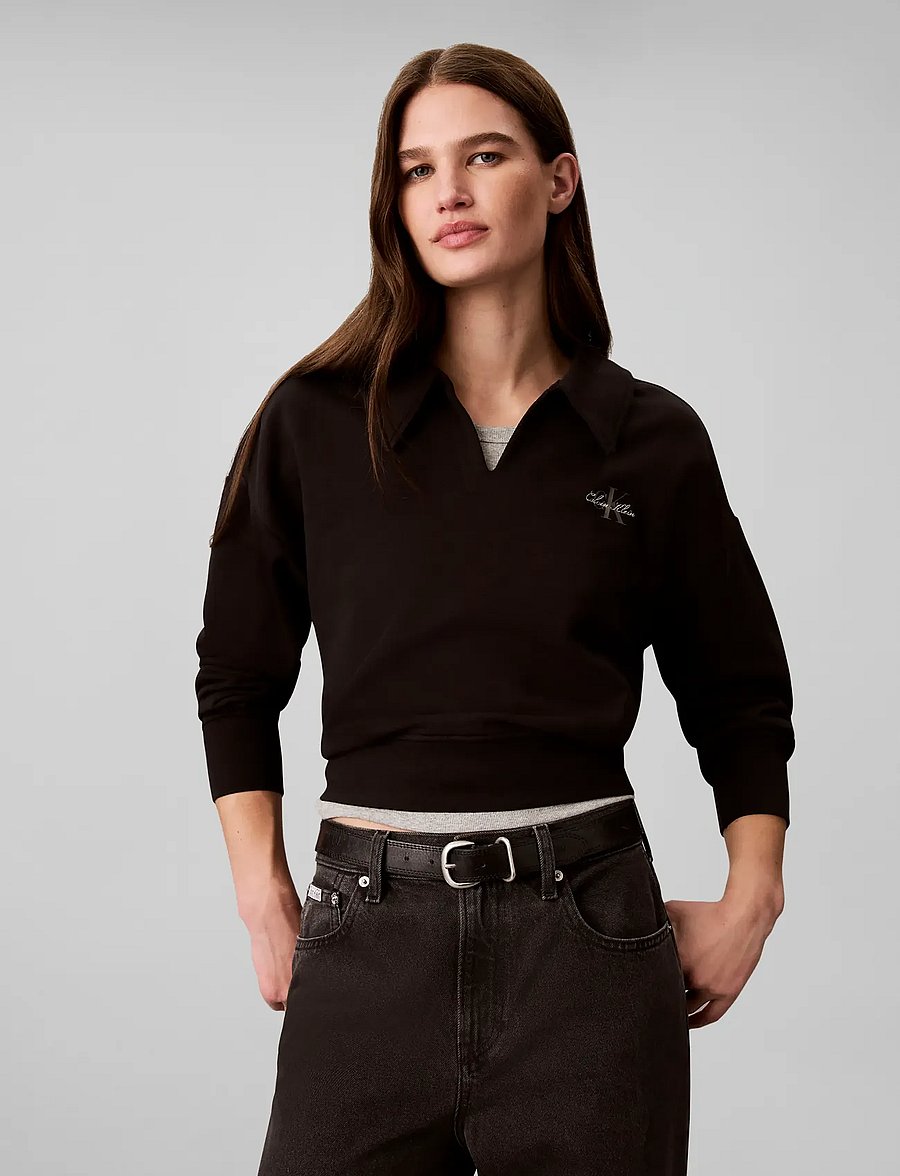 Calvin Klein Jeans - LS MONOLOGO FRENCH TERRY TOP - sweatshirts - black - 3