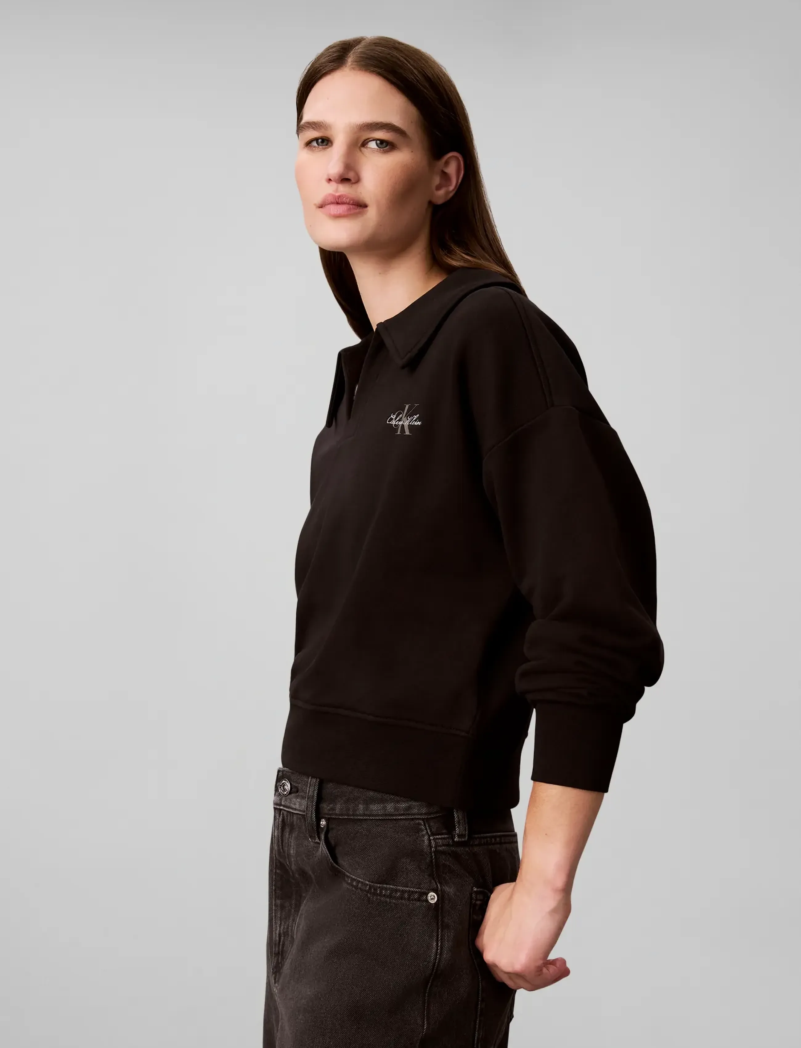 Calvin Klein Jeans - LS MONOLOGO FRENCH TERRY TOP - sweatshirts - black - 5