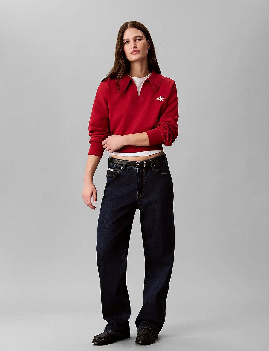 Calvin Klein Jeans - LS MONOLOGO FRENCH TERRY TOP - rio red - 0