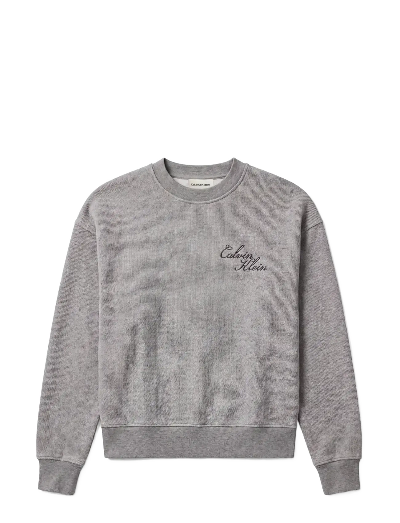 Calvin Klein Jeans LS TEXTURED FLEECE CREWNECK - Kläder - MEDIUM GREY HEATHER / grey