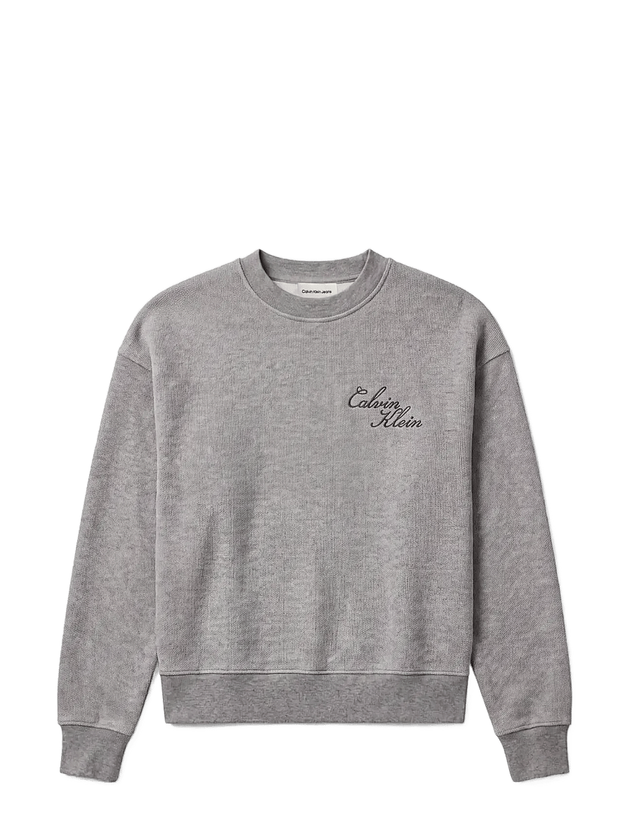 Calvin Klein Jeans - LS TEXTURED FLEECE CREWNECK - sweatshirts - medium grey heather - 1