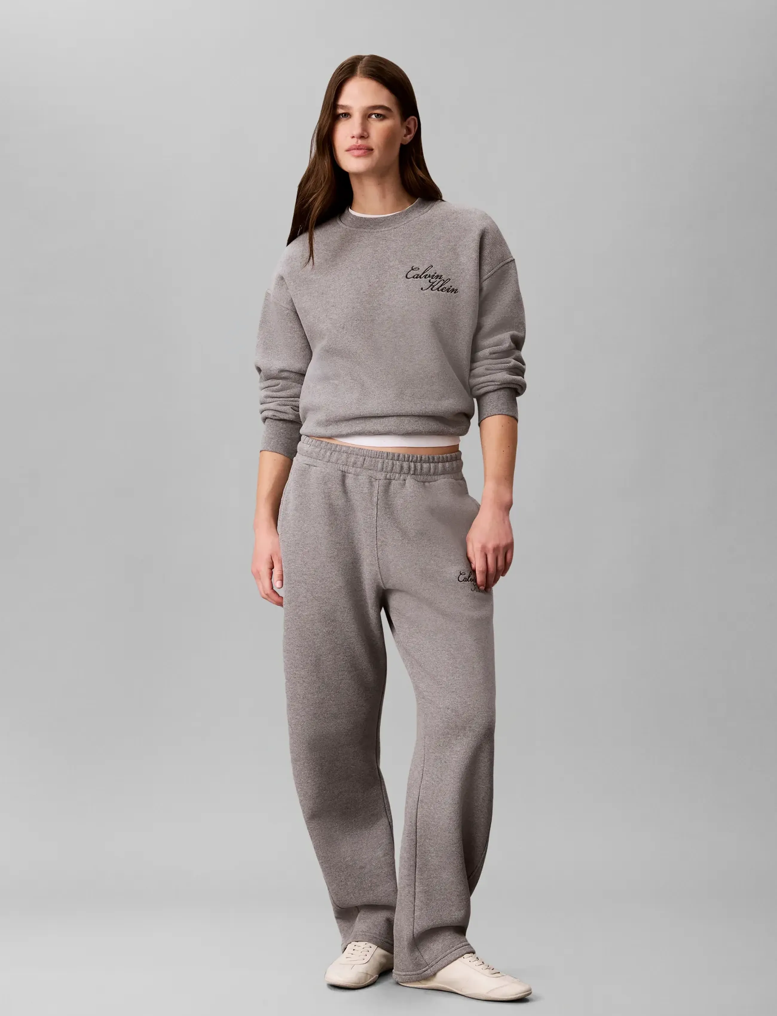 Calvin Klein Jeans - LS TEXTURED FLEECE CREWNECK - medium grey heather - 0