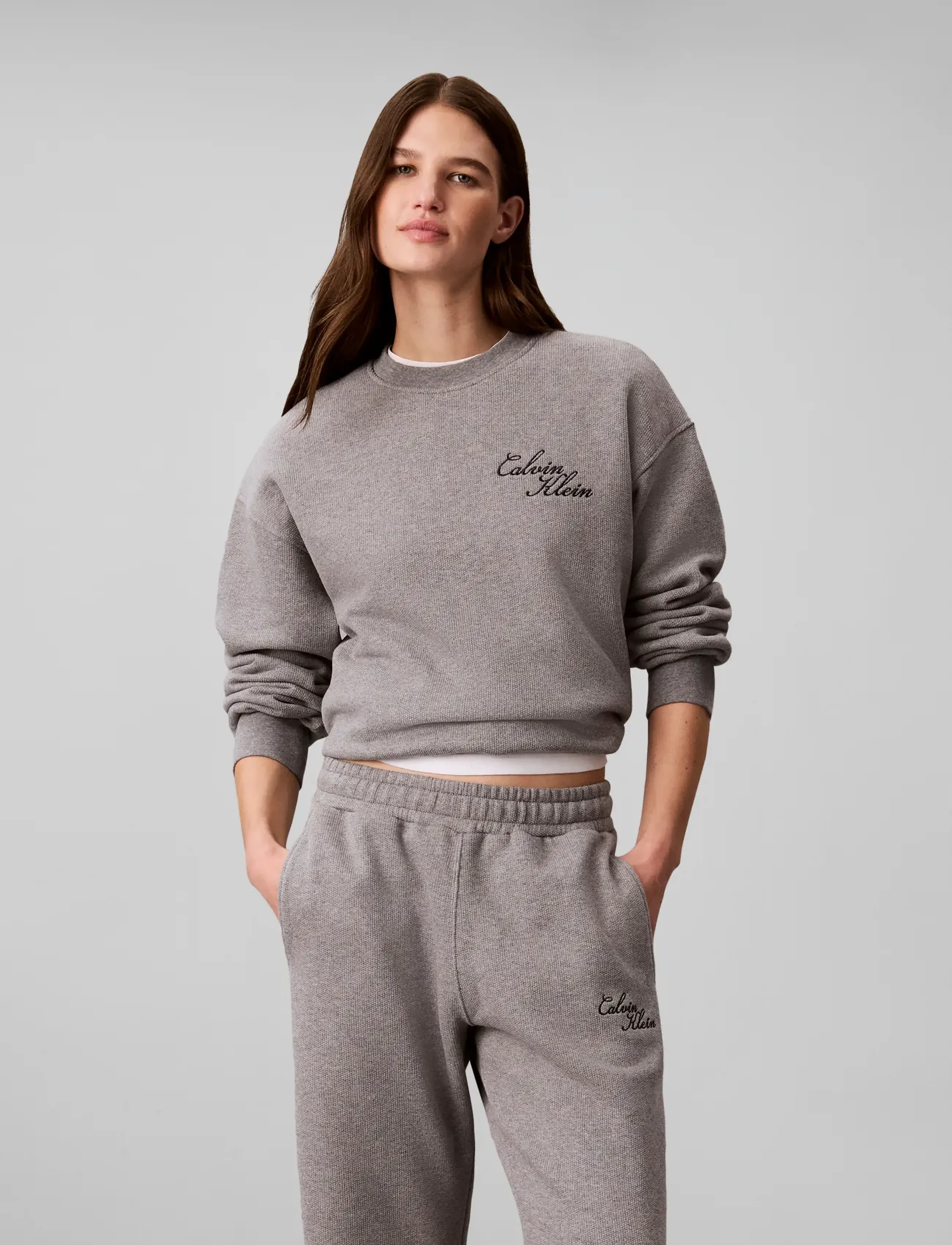 Calvin Klein Jeans - LS TEXTURED FLEECE CREWNECK - medium grey heather - 3