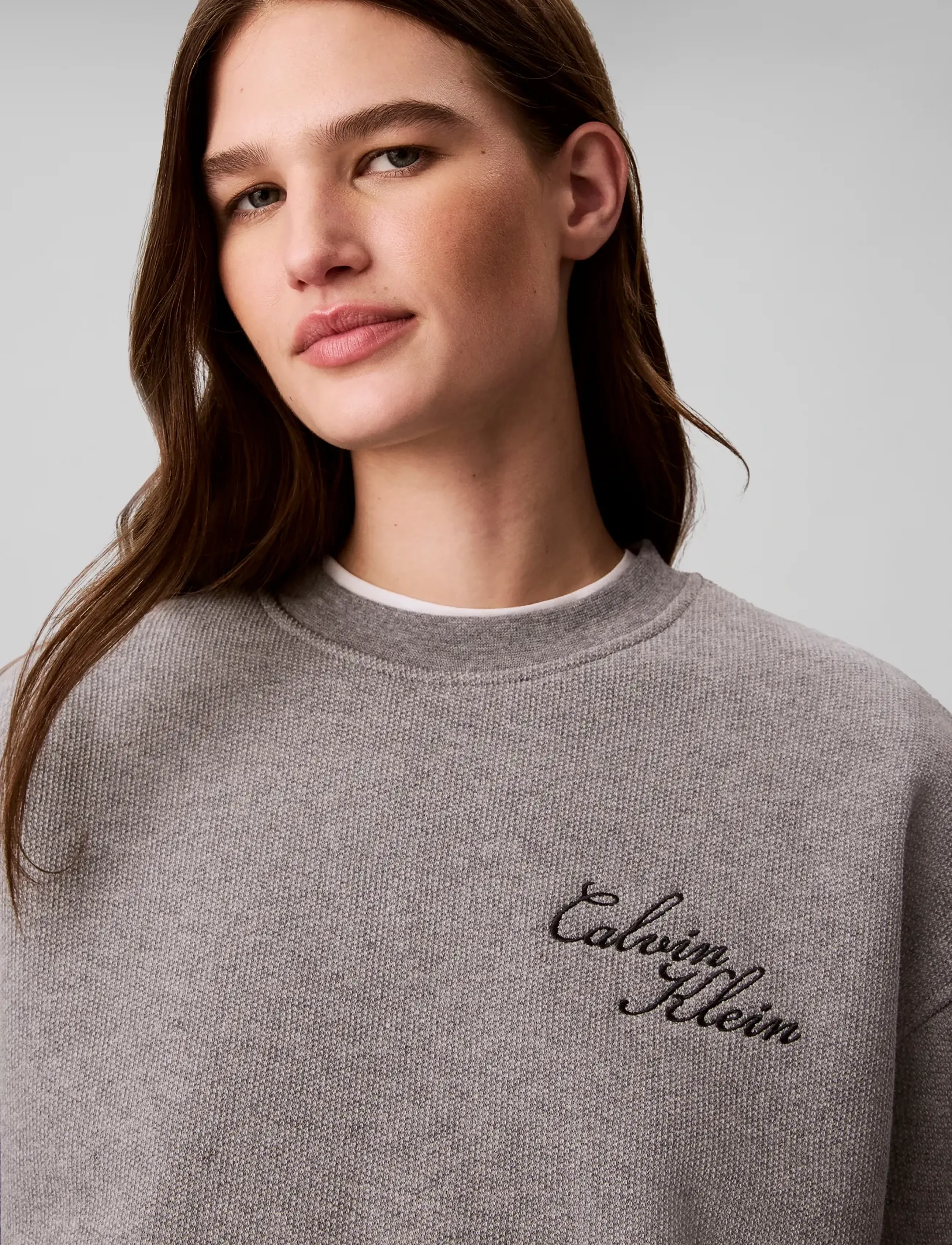 Calvin Klein Jeans - LS TEXTURED FLEECE CREWNECK - medium grey heather - 4