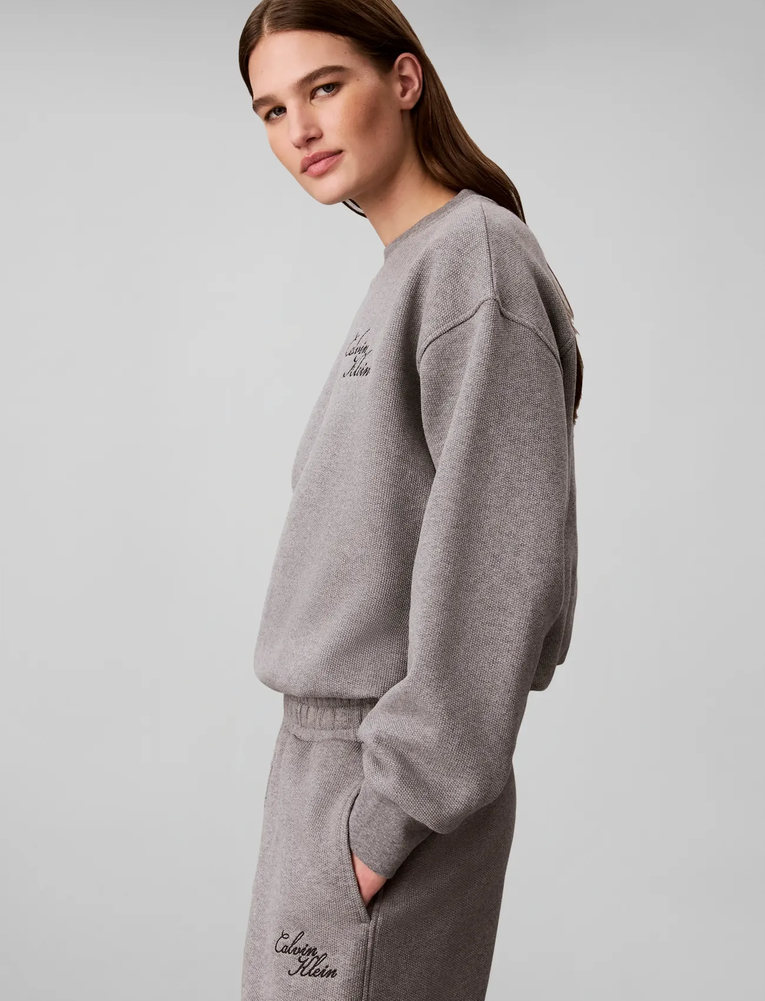 Calvin Klein Jeans - LS TEXTURED FLEECE CREWNECK - medium grey heather - 5