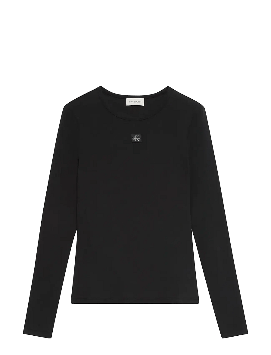 Calvin Klein Jeans - LS WOVEN LABEL SENSUAL DETAIL TO - long-sleeved tops - black - 1