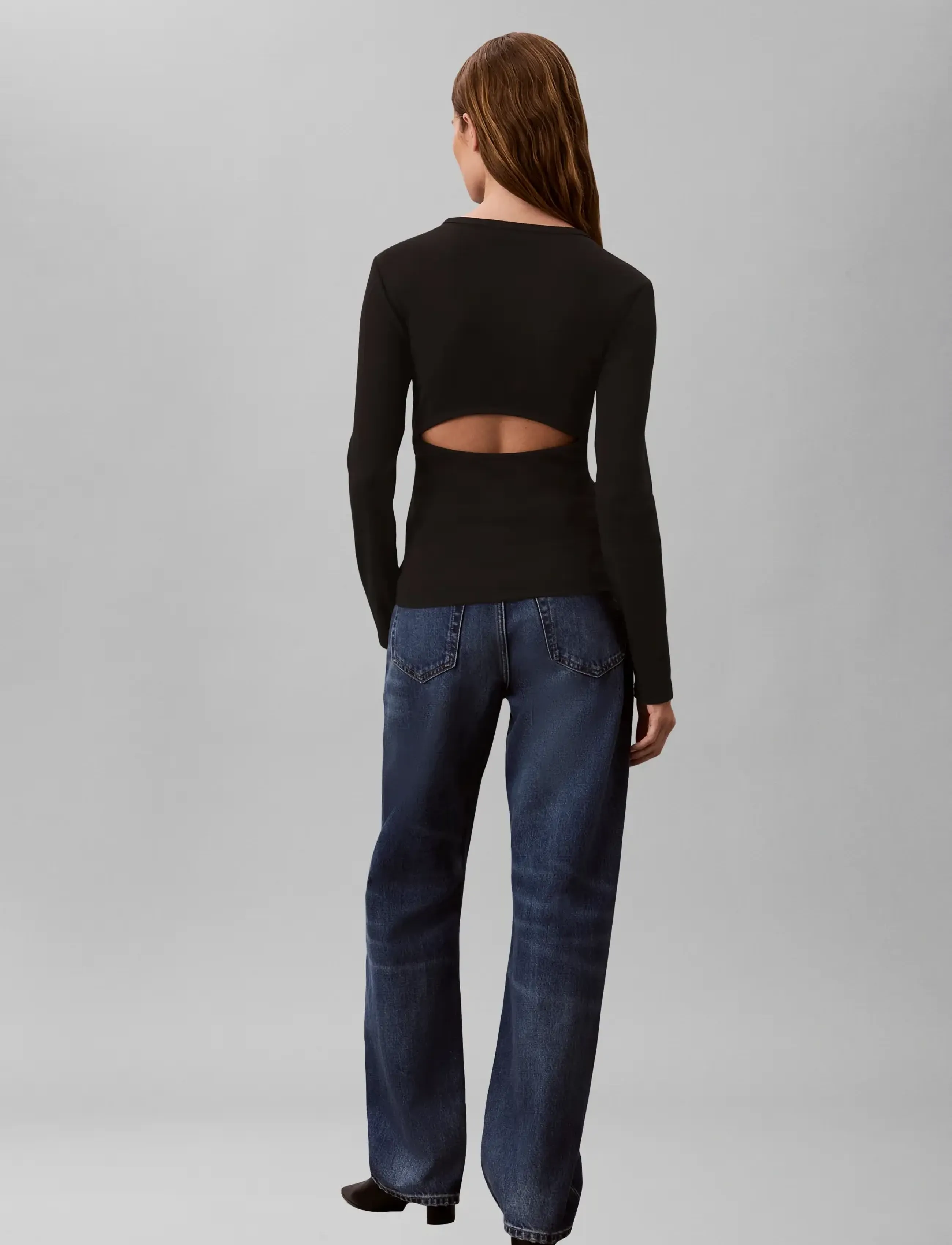 Calvin Klein Jeans - LS WOVEN LABEL SENSUAL DETAIL TO - long-sleeved tops - black - 2