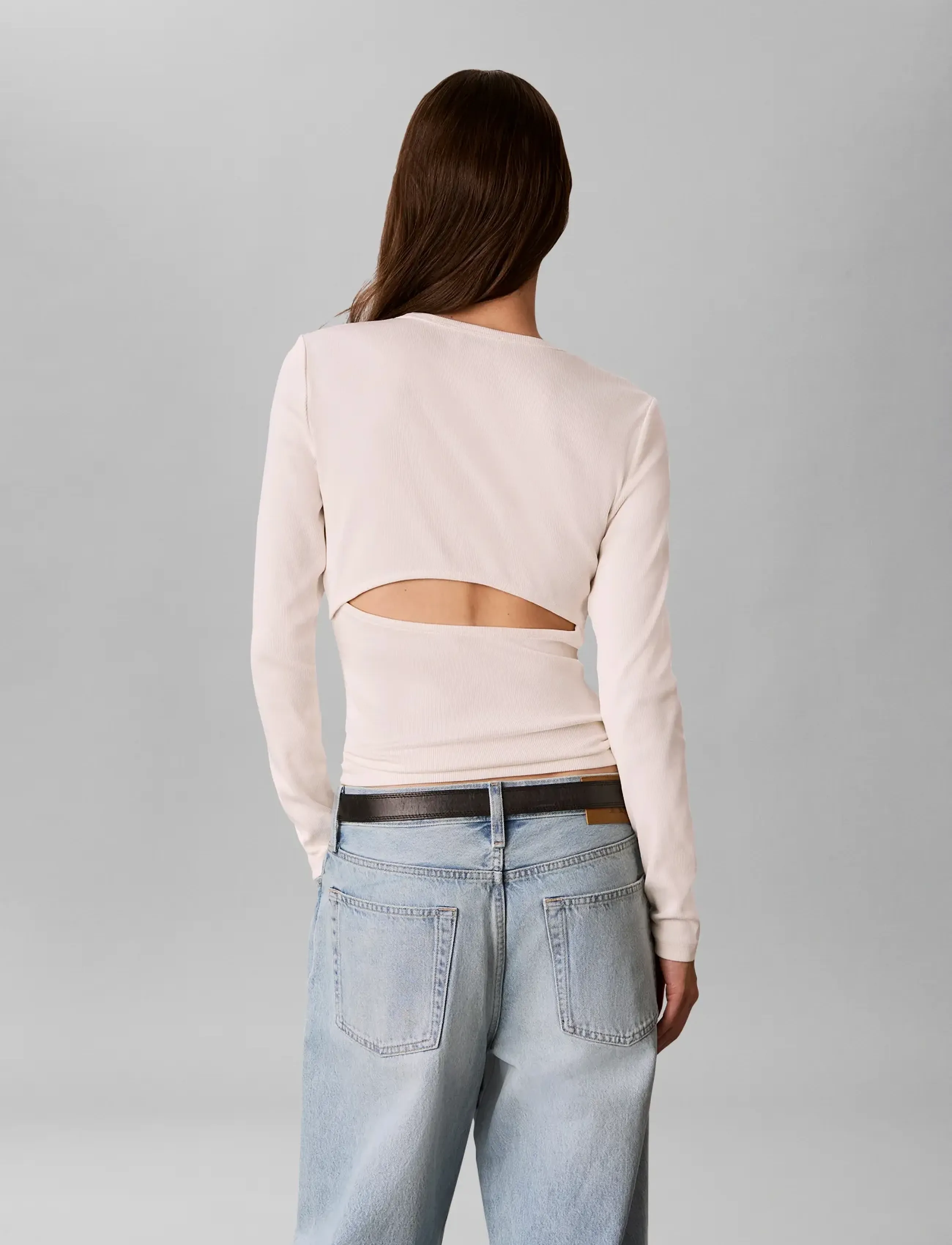 Calvin Klein Jeans - LS WOVEN LABEL SENSUAL DETAIL TO - langærmede toppe - tofu - 2