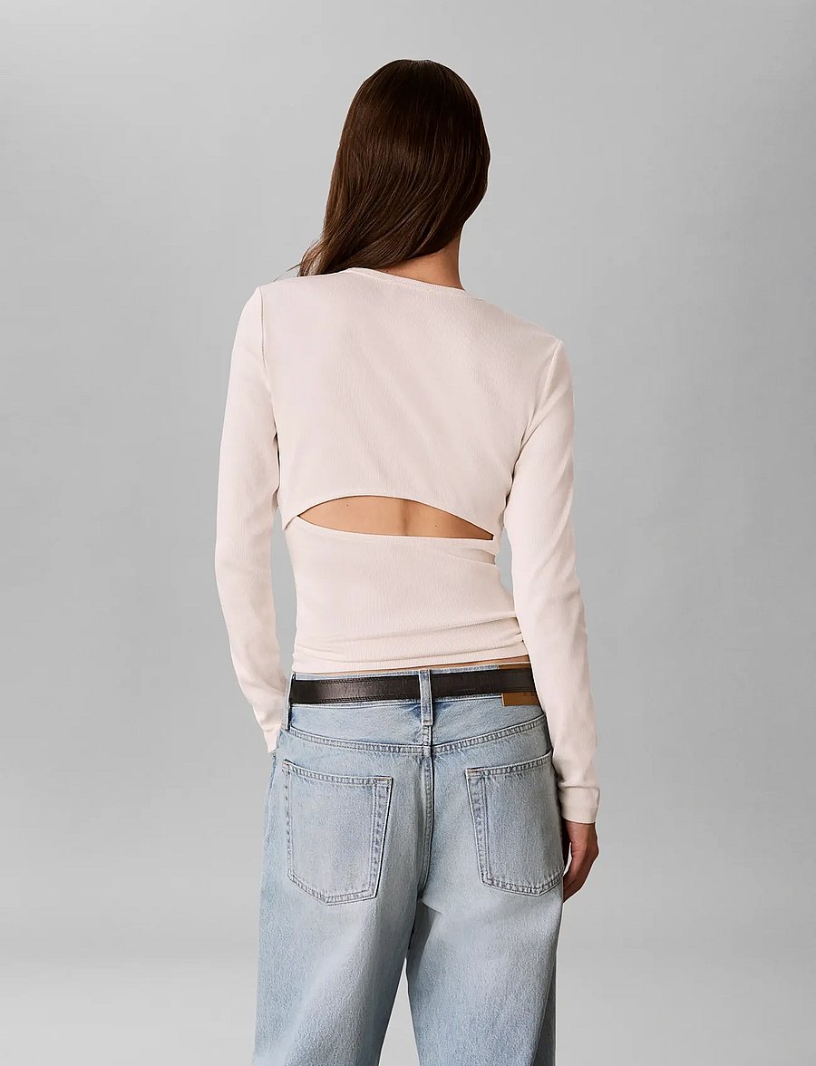 Calvin Klein Jeans - LS WOVEN LABEL SENSUAL DETAIL TO - langærmede toppe - tofu - 2