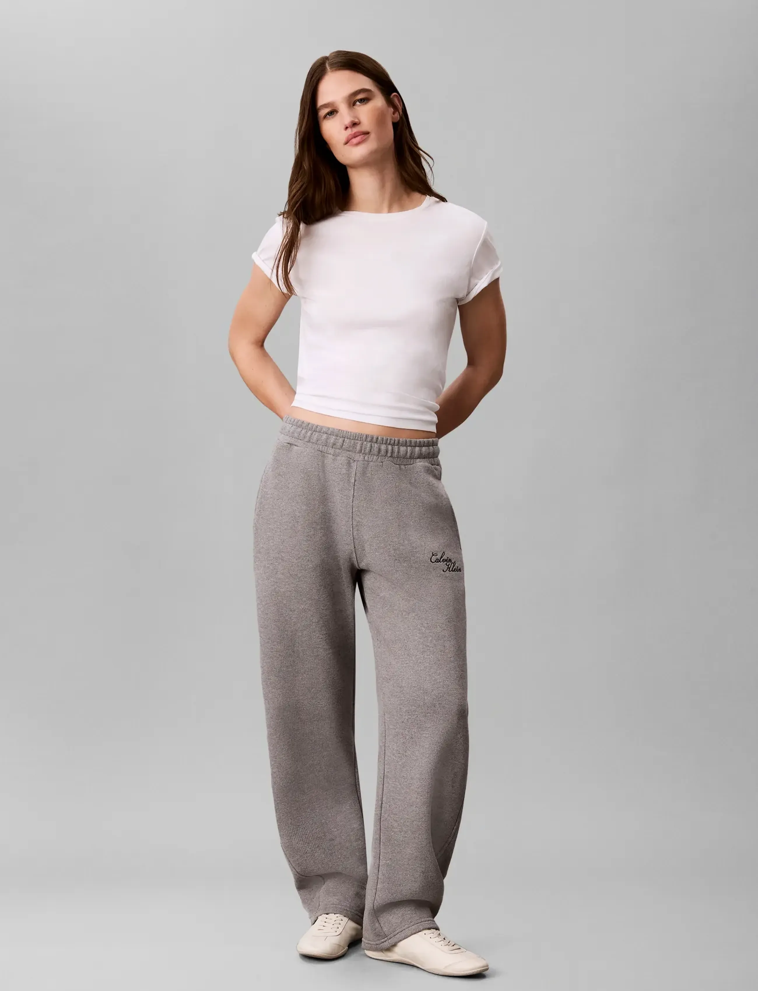Calvin Klein Jeans - TEXTURED FLEECE WIDE LEG PANT - medium grey heather - 0