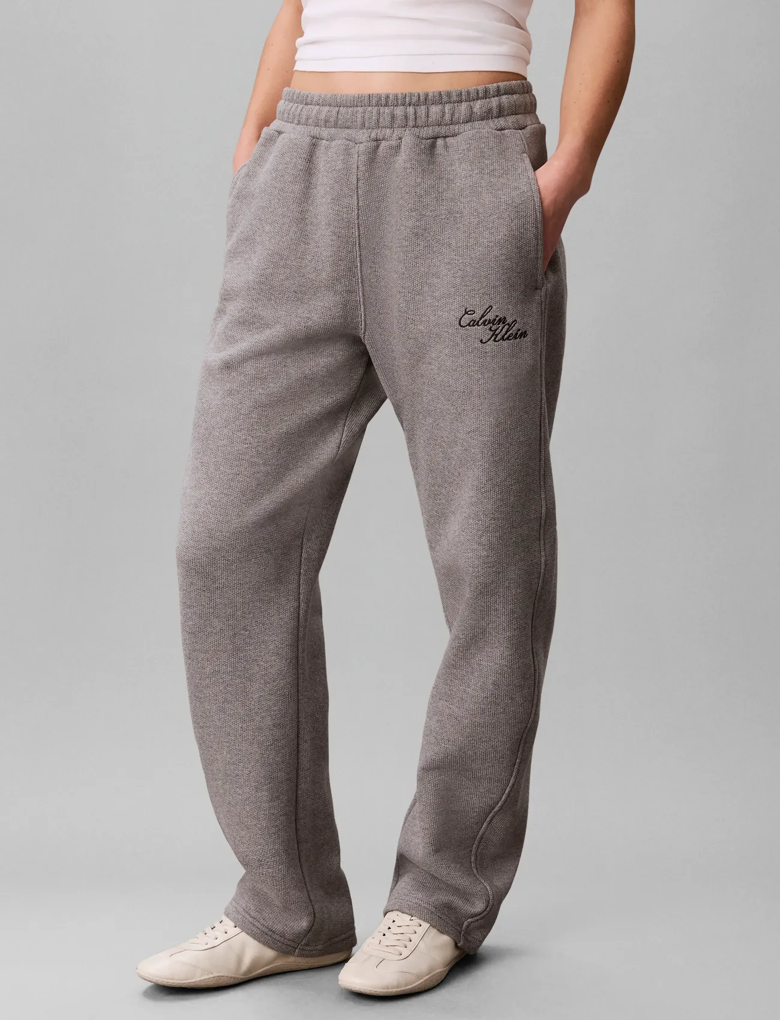 Calvin Klein Jeans - TEXTURED FLEECE WIDE LEG PANT - medium grey heather - 3
