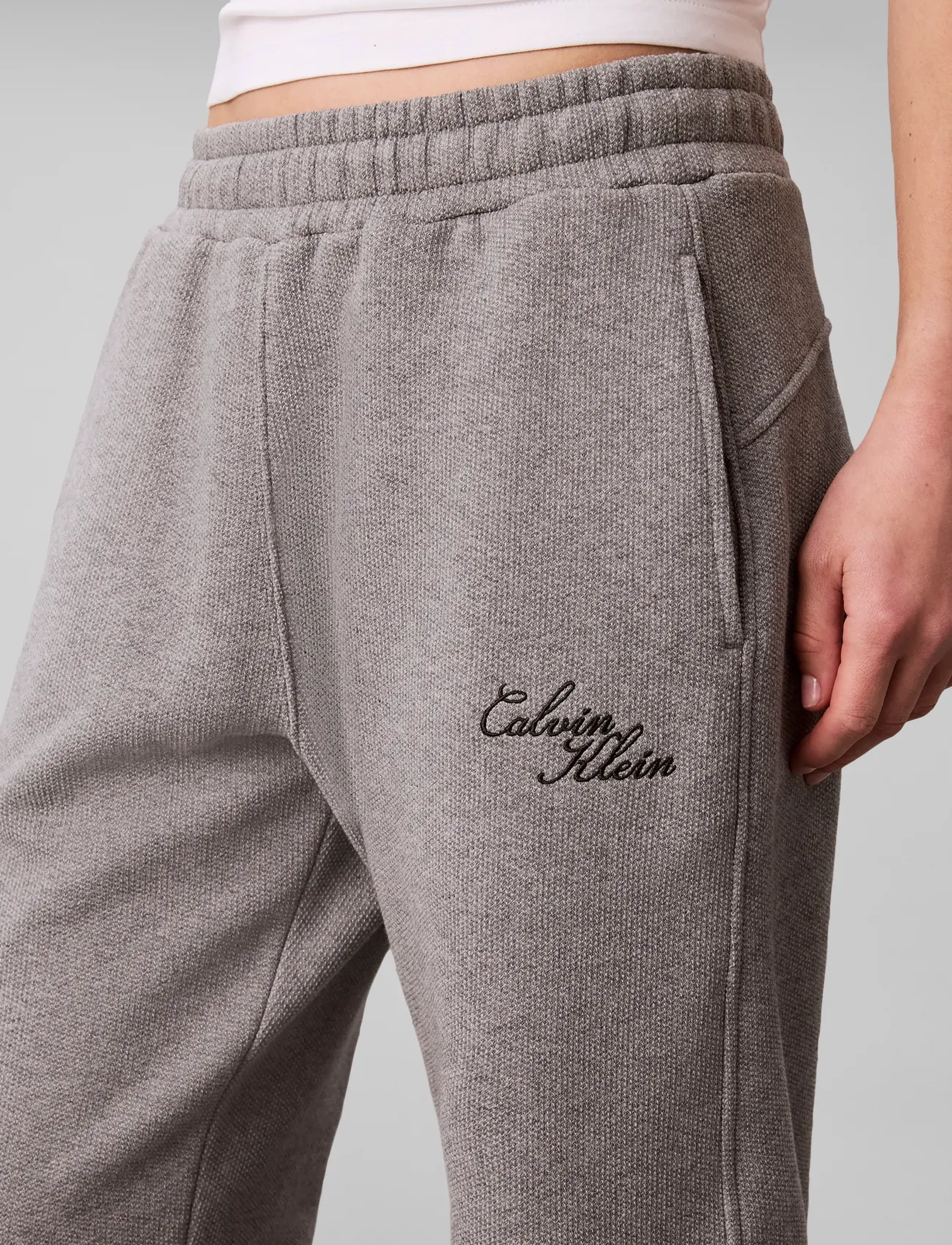 Calvin Klein Jeans - TEXTURED FLEECE WIDE LEG PANT - medium grey heather - 4