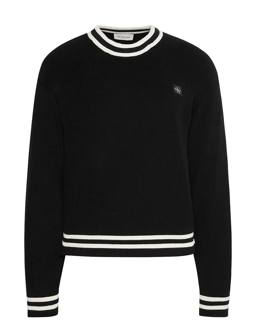 Calvin Klein Jeans - WOVEN LABEL CREWNECK SWEATER - pullover - black - 1