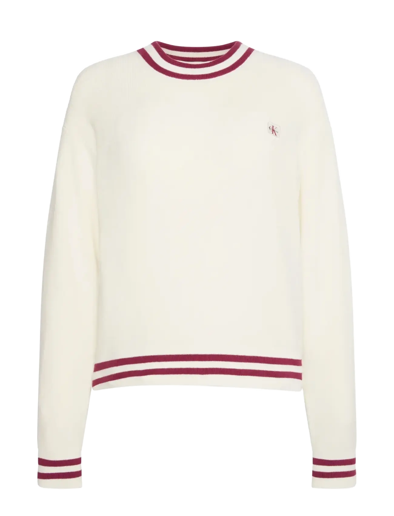 Calvin Klein Jeans - WOVEN LABEL CREWNECK SWEATER - tofu - 1