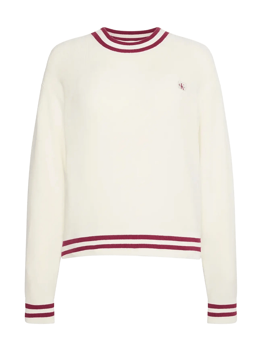 Calvin Klein Jeans - WOVEN LABEL CREWNECK SWEATER - tofu - 1