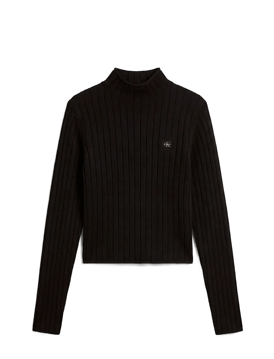 Calvin Klein Jeans - WOVEN LABEL TNECK SWEATER - rollkragenpullover - black - 1