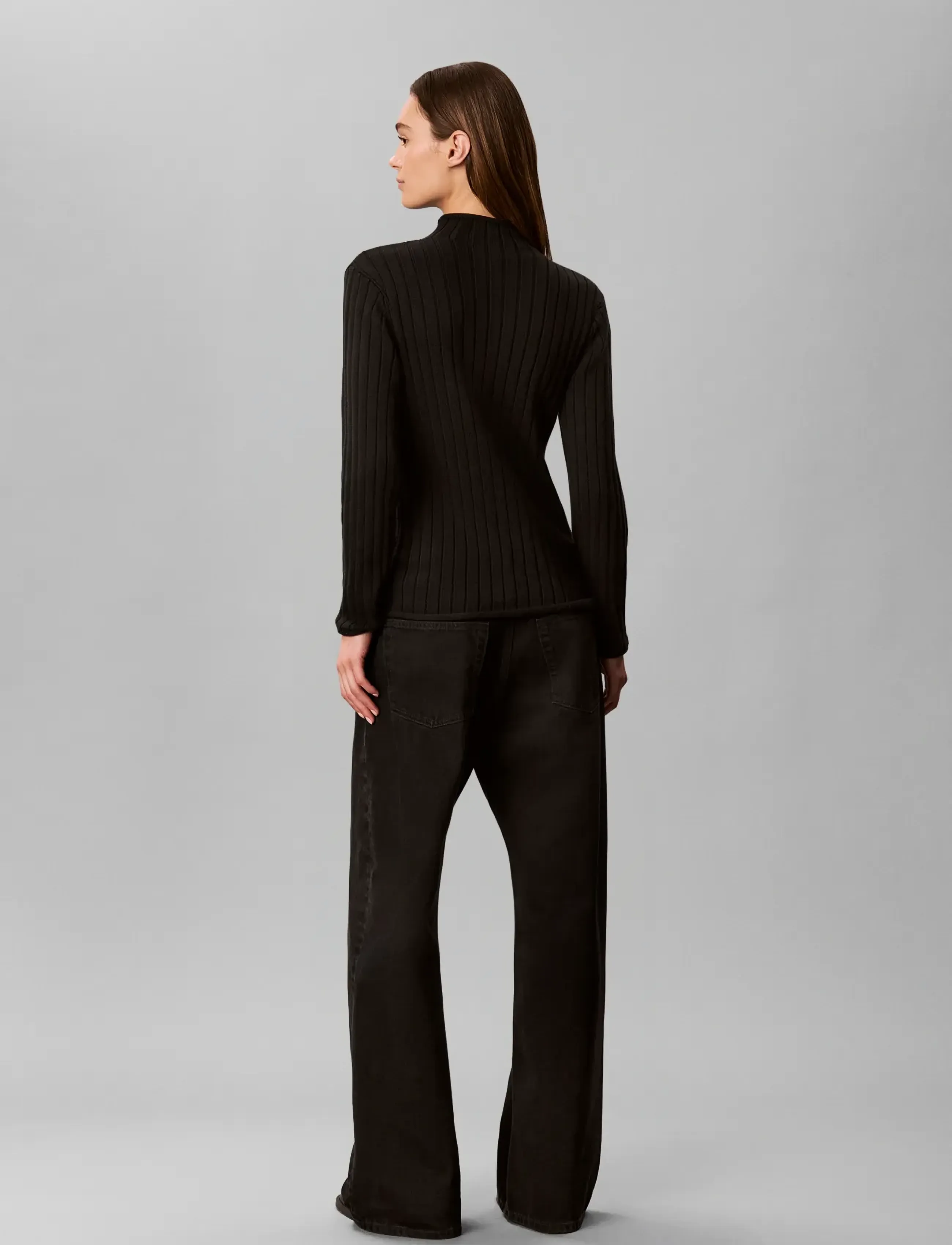 Calvin Klein Jeans - WOVEN LABEL TNECK SWEATER - rollkragenpullover - black - 2